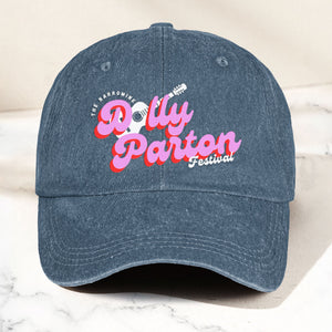 Dolly Parton Denim Dad Cap Dollywood Festival Guitar Design ( With BOX)
