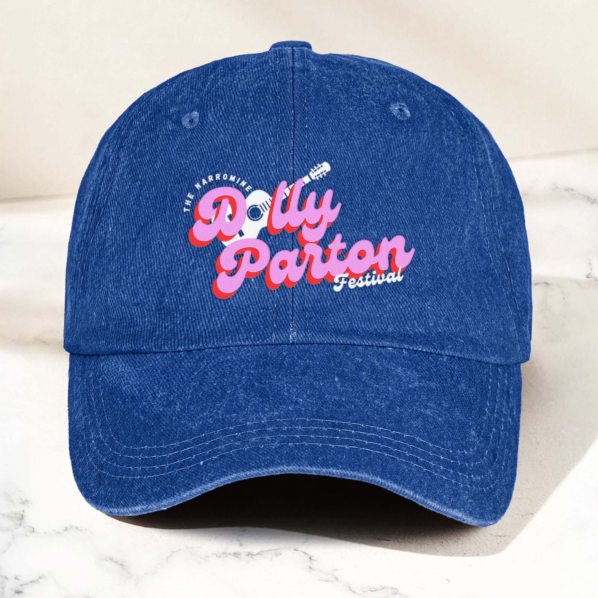 Dolly Parton Denim Dad Cap Dollywood Festival Guitar Design ( With BOX)