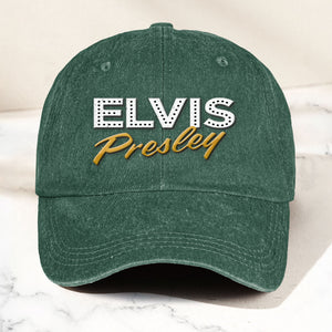 Elvis Presley Denim Dad Cap Classic Vegas Marquee Logo Design ( With BOX)