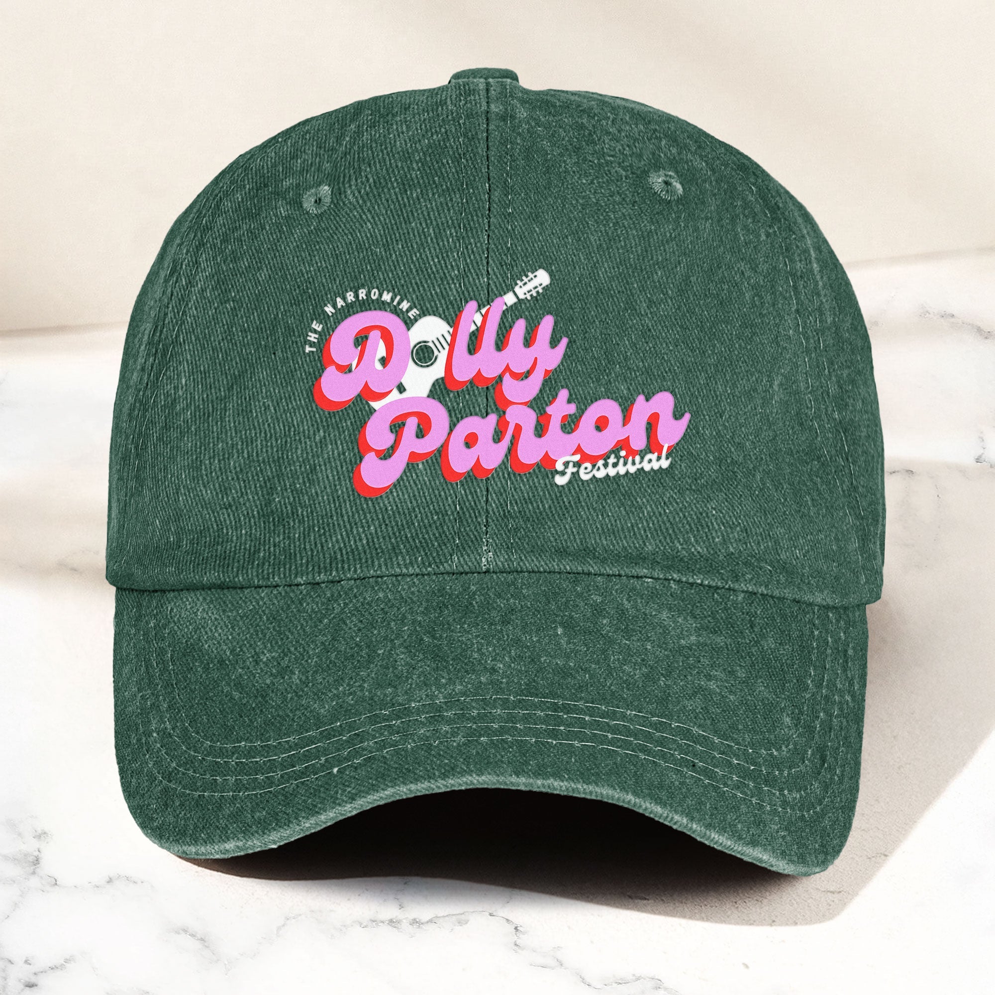 Dolly Parton Denim Dad Cap Dollywood Festival Guitar Design ( With BOX)