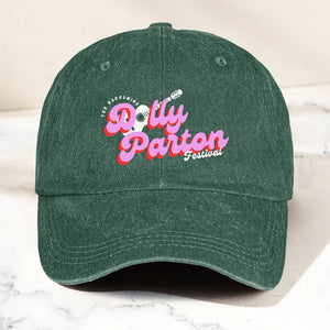 Dolly Parton Denim Dad Cap Dollywood Festival Guitar Design ( With BOX)