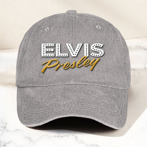 Elvis Presley Denim Dad Cap Classic Vegas Marquee Logo Design ( With BOX)