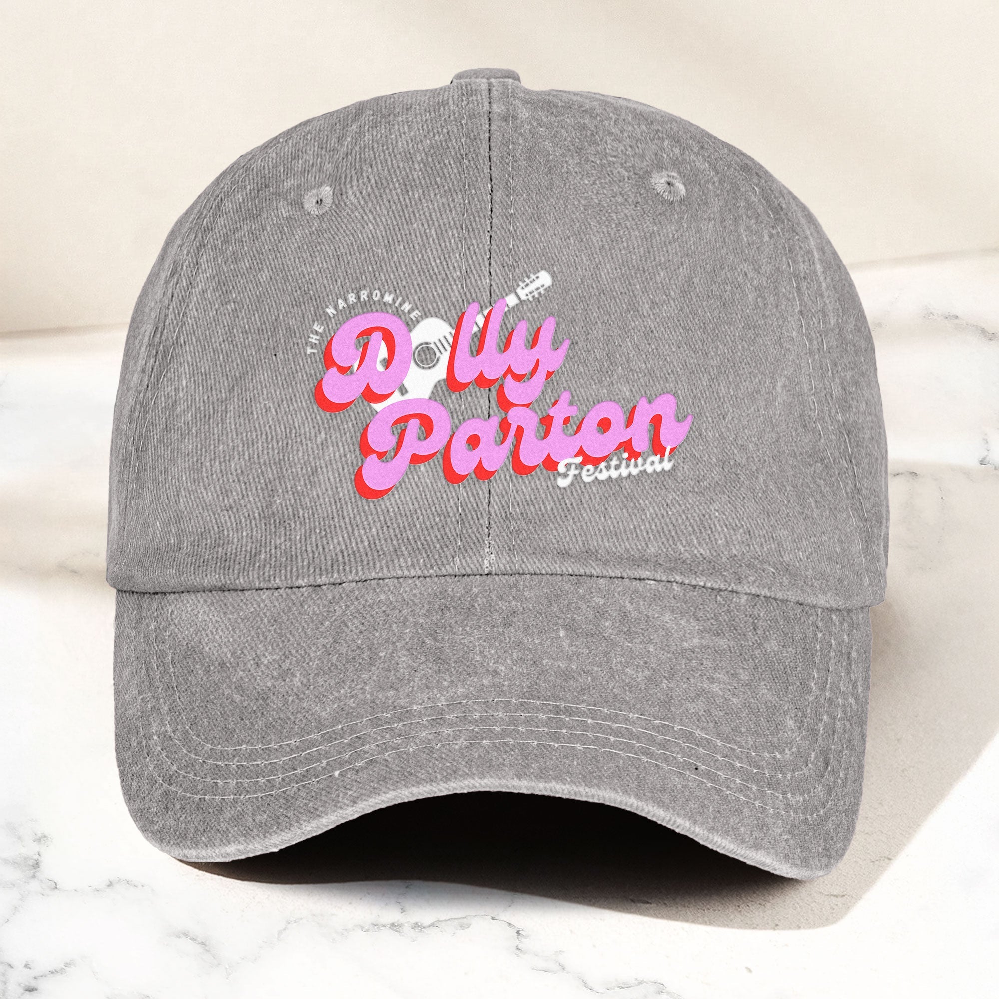 Dolly Parton Denim Dad Cap Dollywood Festival Guitar Design ( With BOX)