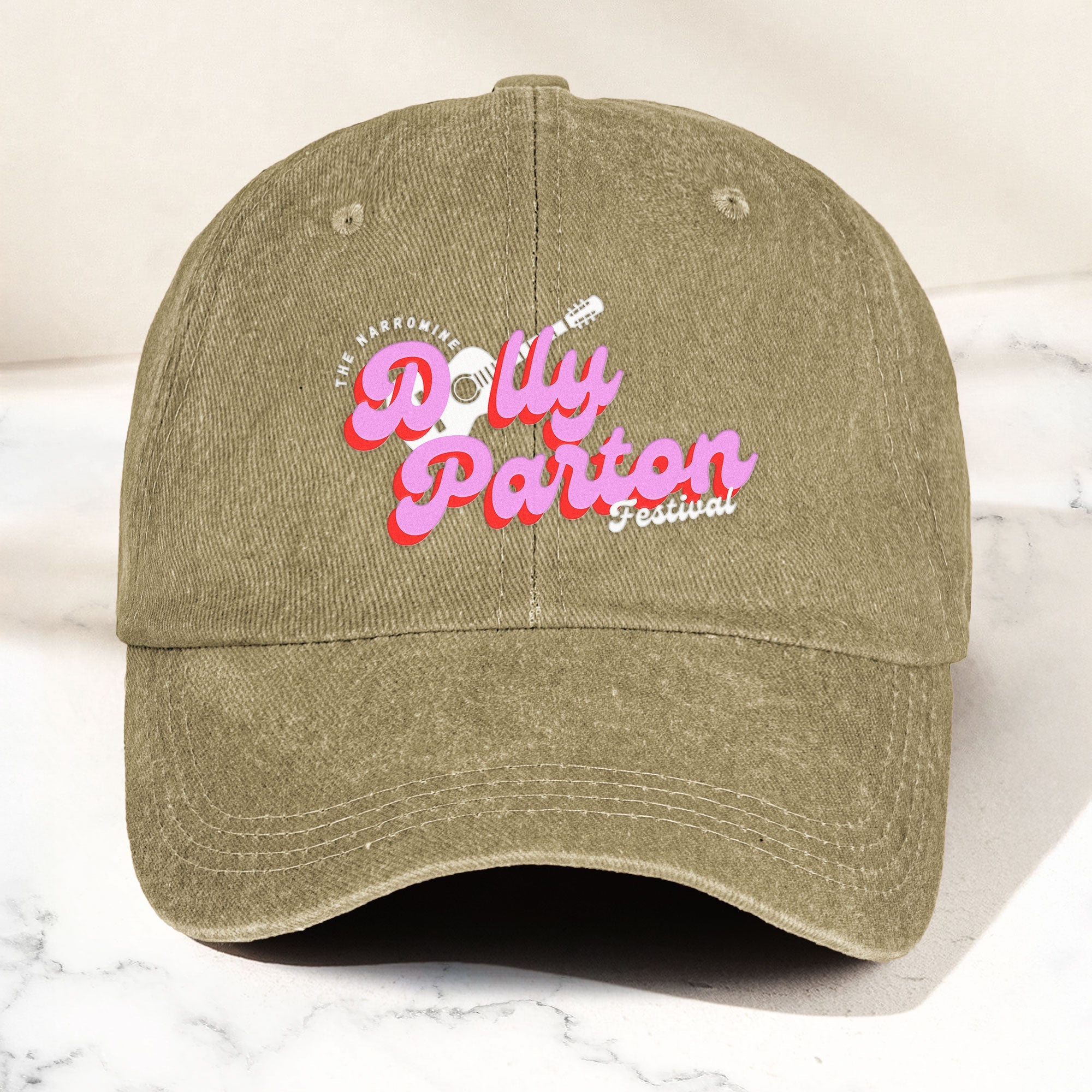 Dolly Parton Denim Dad Cap Dollywood Festival Guitar Design ( With BOX)