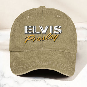 Elvis Presley Denim Dad Cap Classic Vegas Marquee Logo Design ( With BOX)