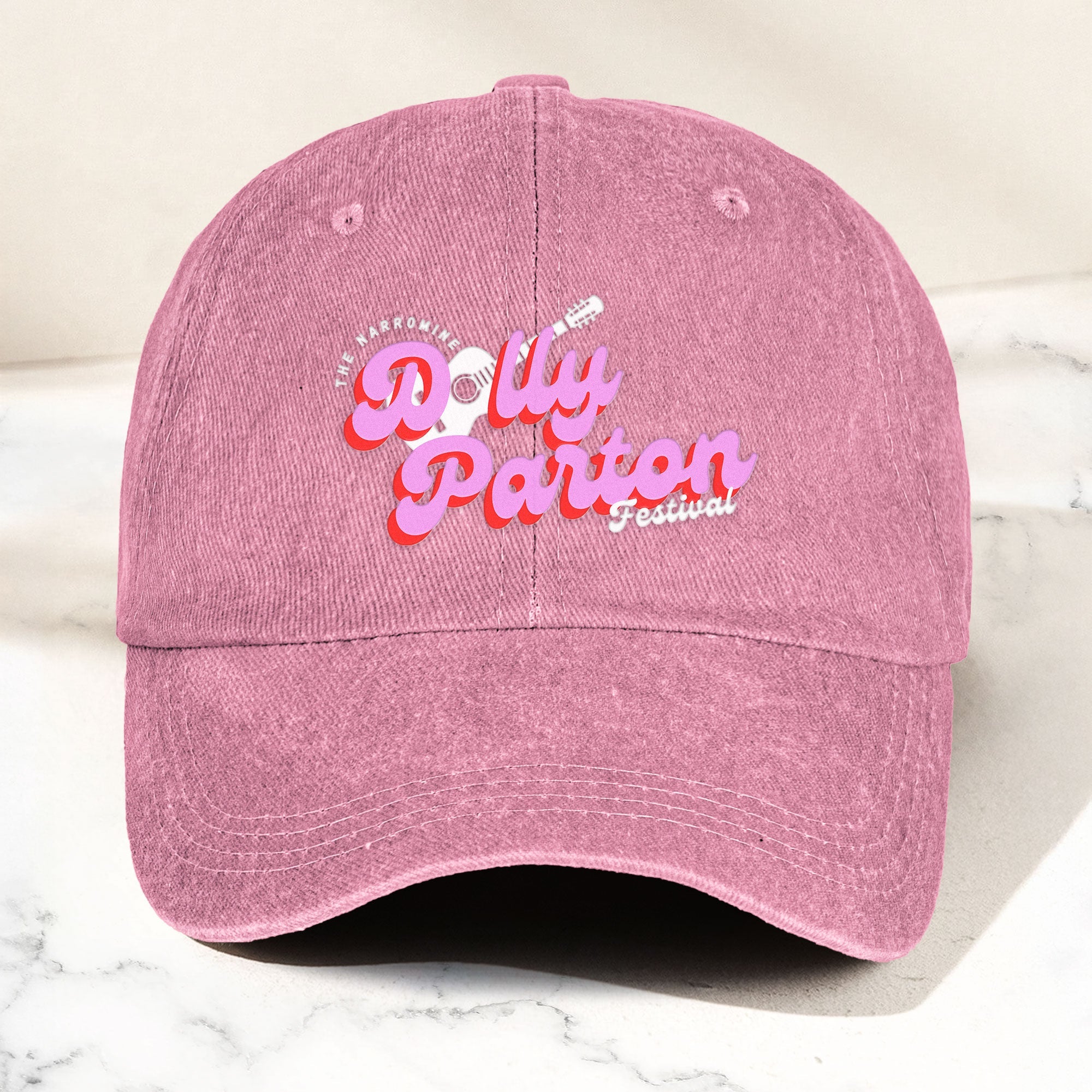 Dolly Parton Denim Dad Cap Dollywood Festival Guitar Design ( With BOX)