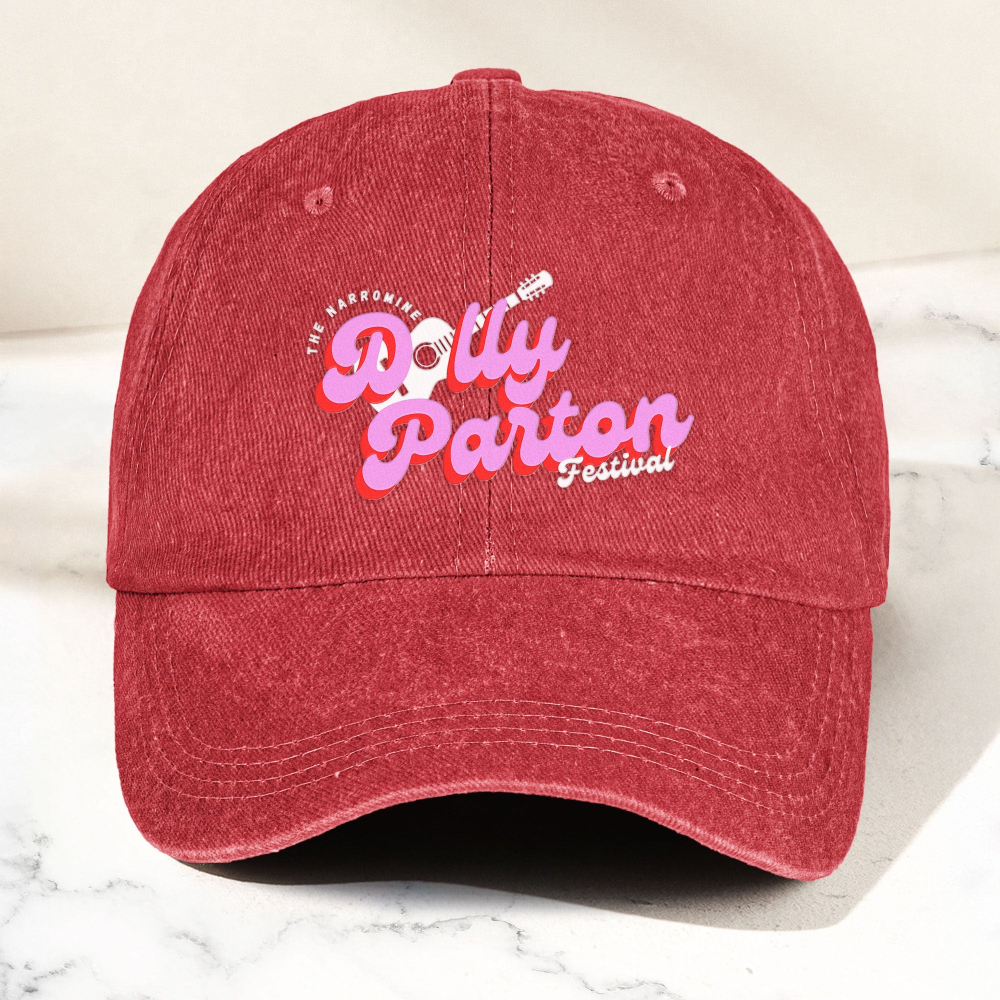 Dolly Parton Denim Dad Cap Dollywood Festival Guitar Design ( With BOX)