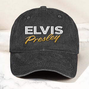 Elvis Presley Denim Dad Cap Classic Vegas Marquee Logo Design ( With BOX)