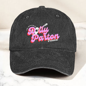 Dolly Parton Denim Dad Cap Dollywood Festival Guitar Design ( With BOX)
