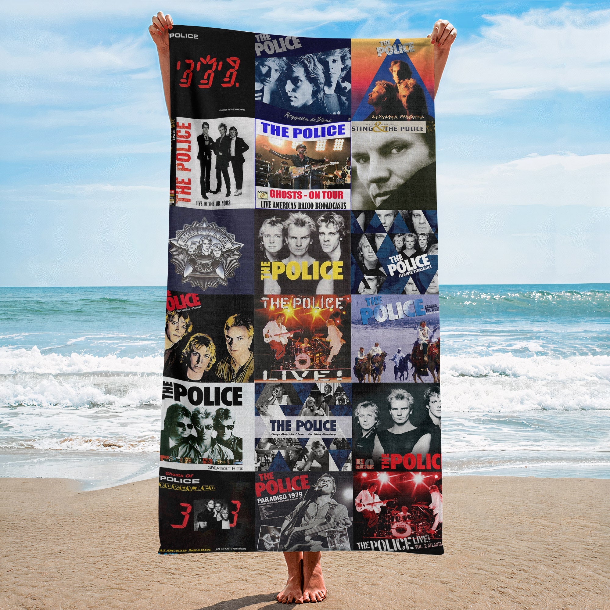 The Police Beach Towel Album Cover Collage Classic Rock Towel