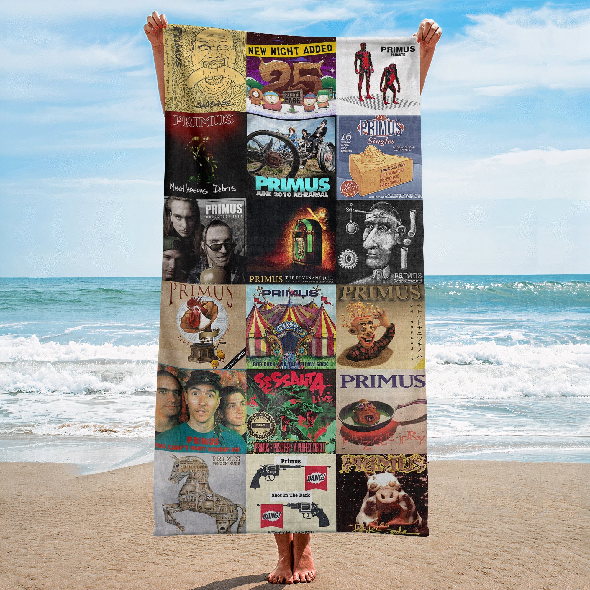 Primus Beach Towel Album Cover Collage Classic RockTowel