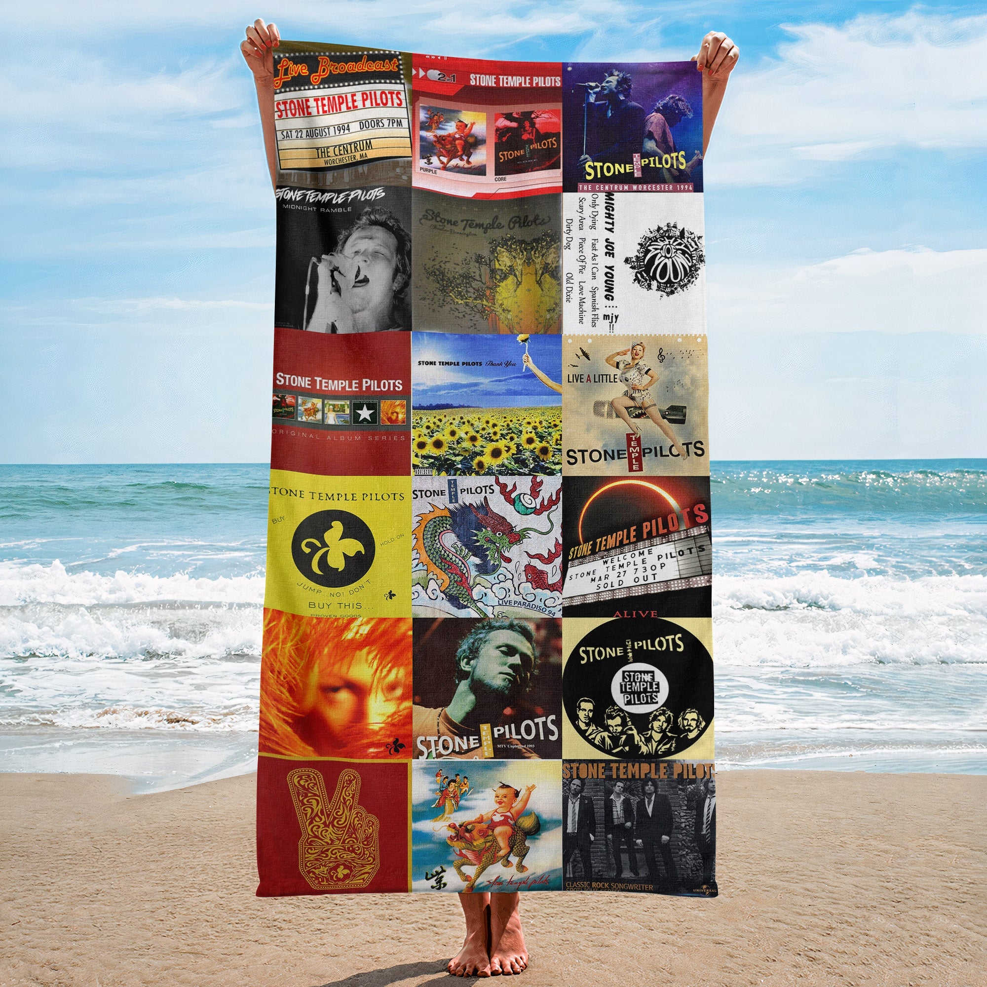 Stone Temple Pilots Beach Towel Album Cover Collage Classic Rock Towel