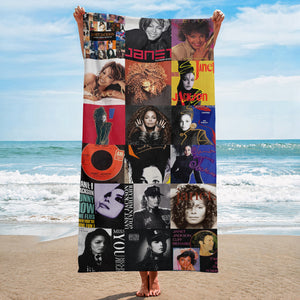 Janet Jackson Beach Towel Album Cover Collage Pop and R&B Towel