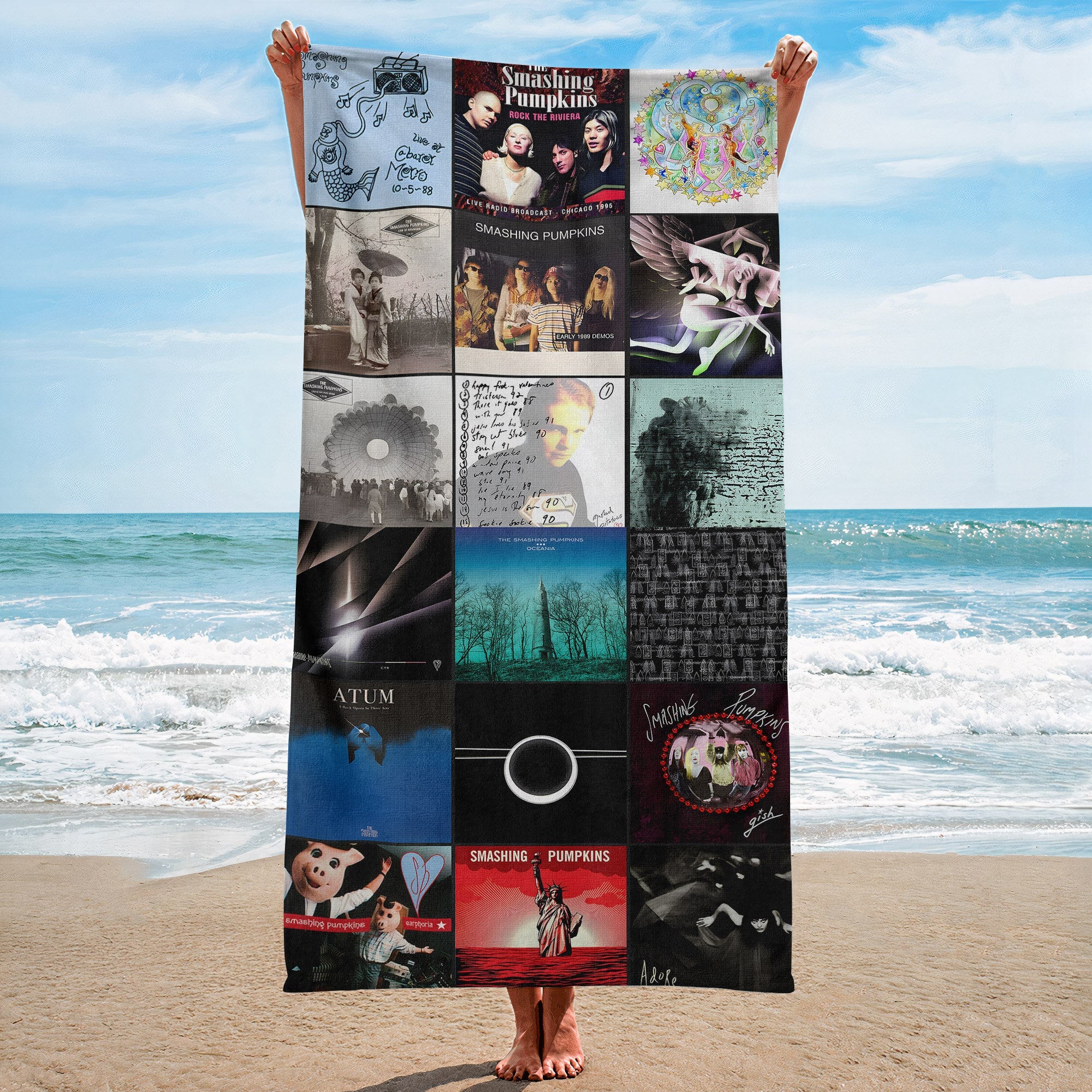 The Smashing Pumpkins Beach Towel Album Cover Collage Classic Rock Towel