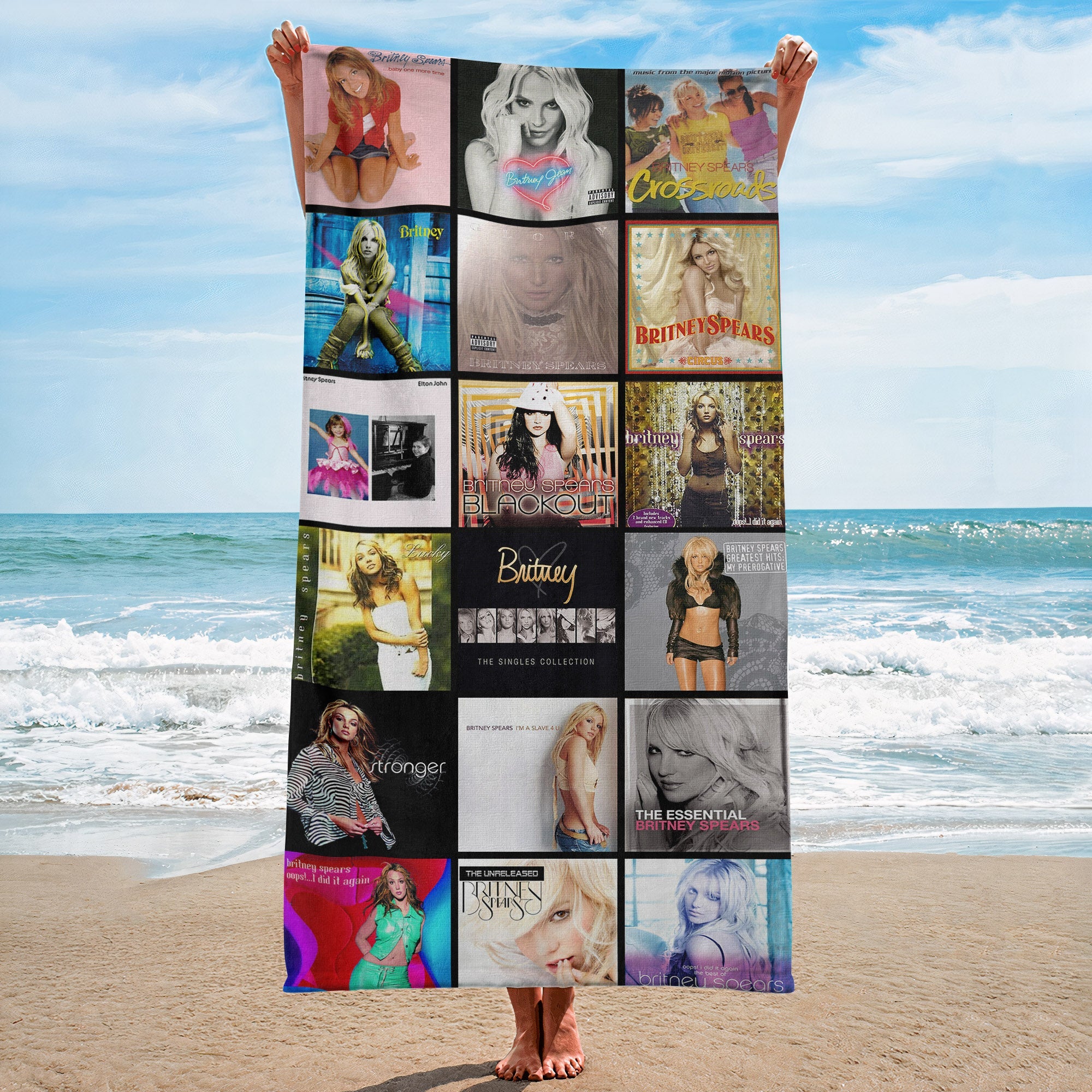 Britney Spears Beach Towel Album Cover Collage Pop Star Towel