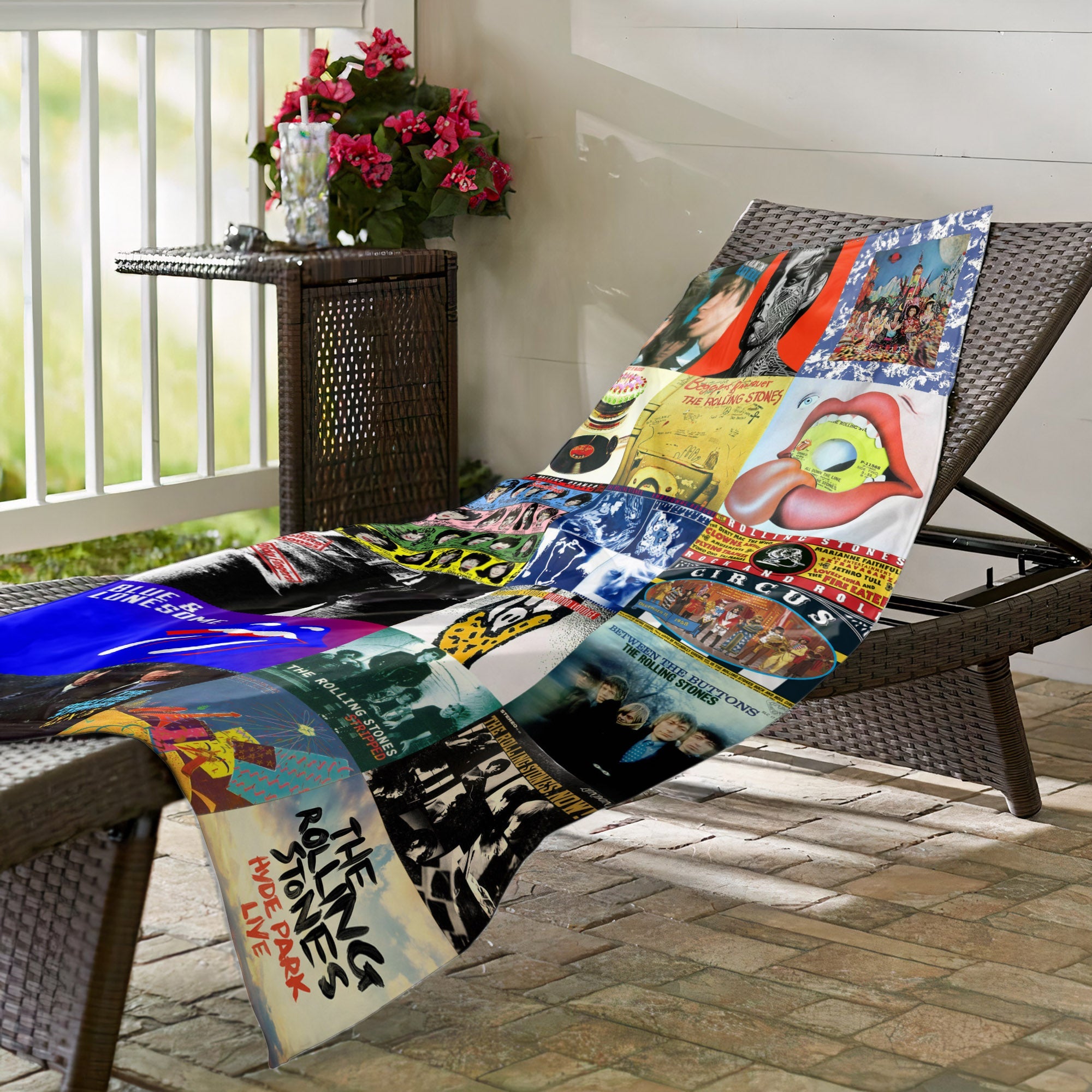 The Rolling Stone Beach Towel Album Cover Collage Classic Rock Towel