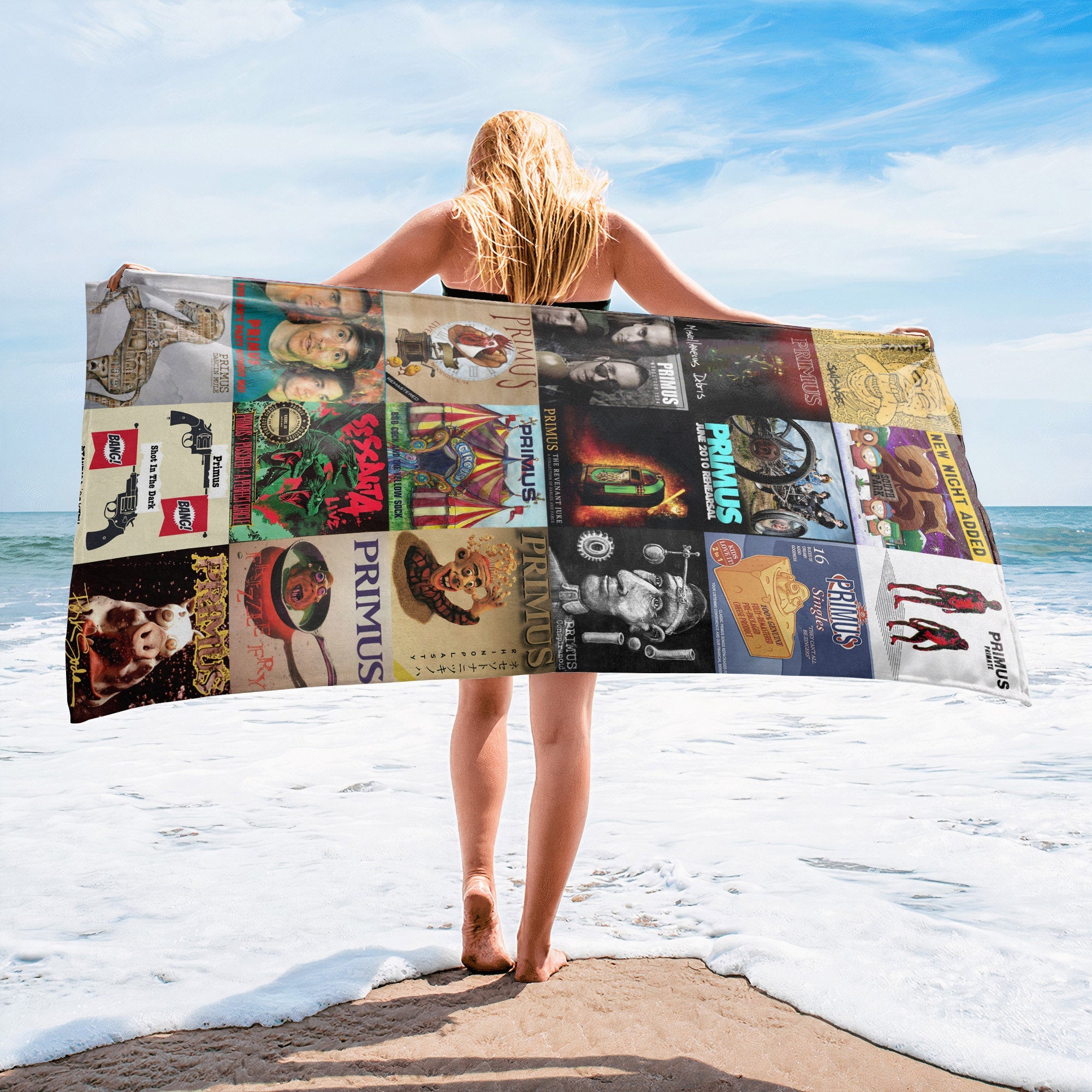 Primus Beach Towel Album Cover Collage Classic RockTowel