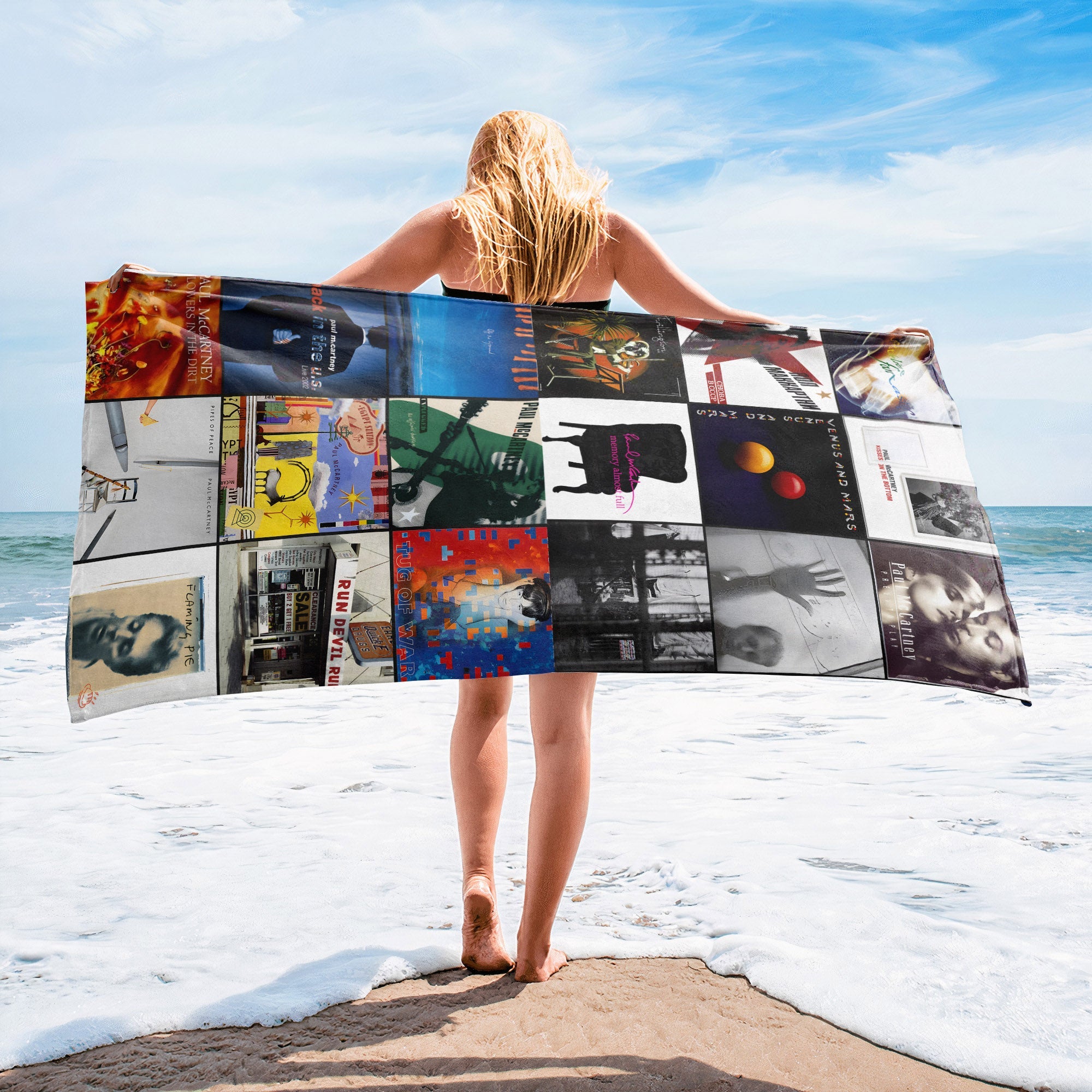 Paul McCartney Beach Towel Album Cover Collage Classic Rock Towel