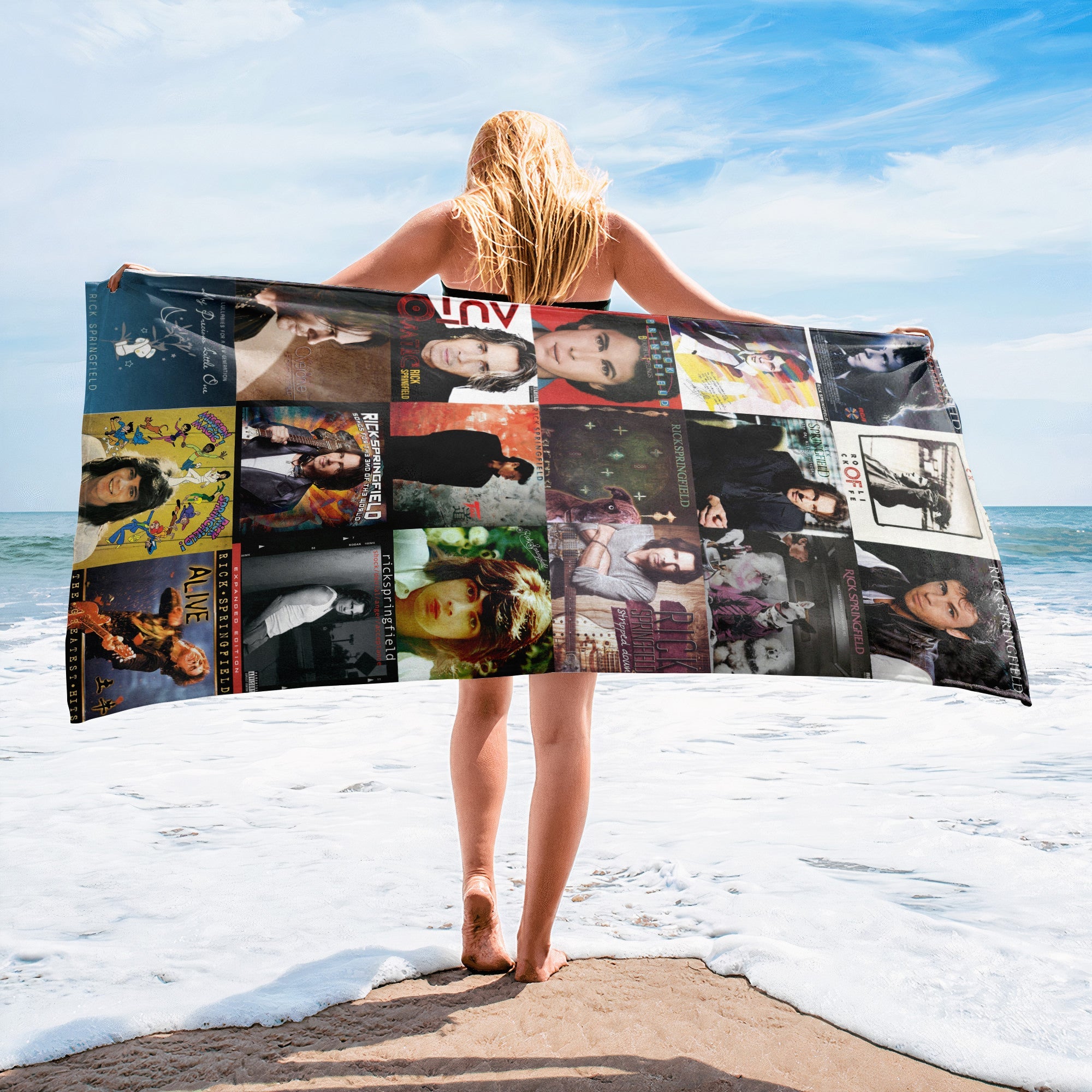 Rick Springfield Beach Towel Album Cover Collage Classic Rock Towel