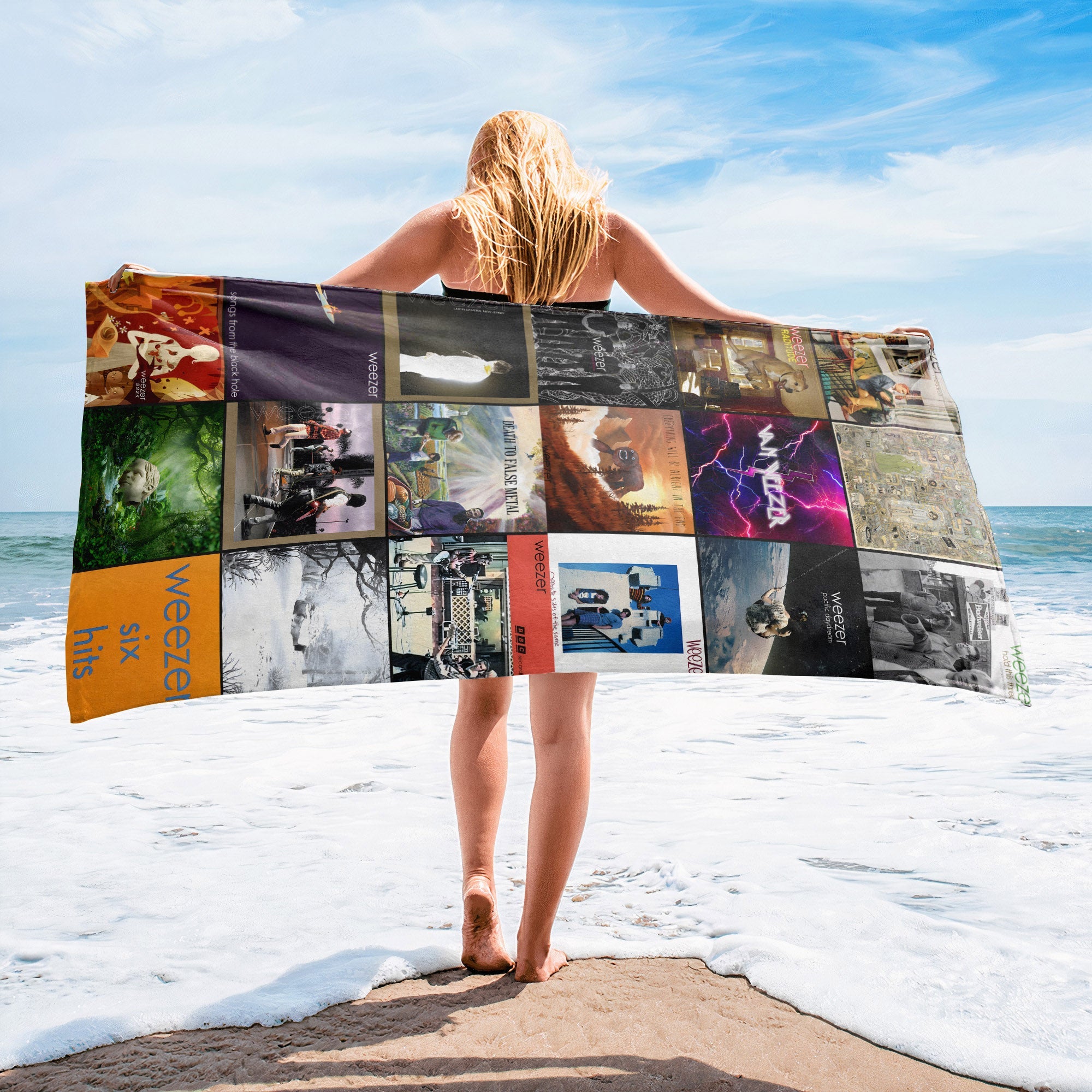 Weezer Beach Towel Album Cover Collage Classic Rock Towel