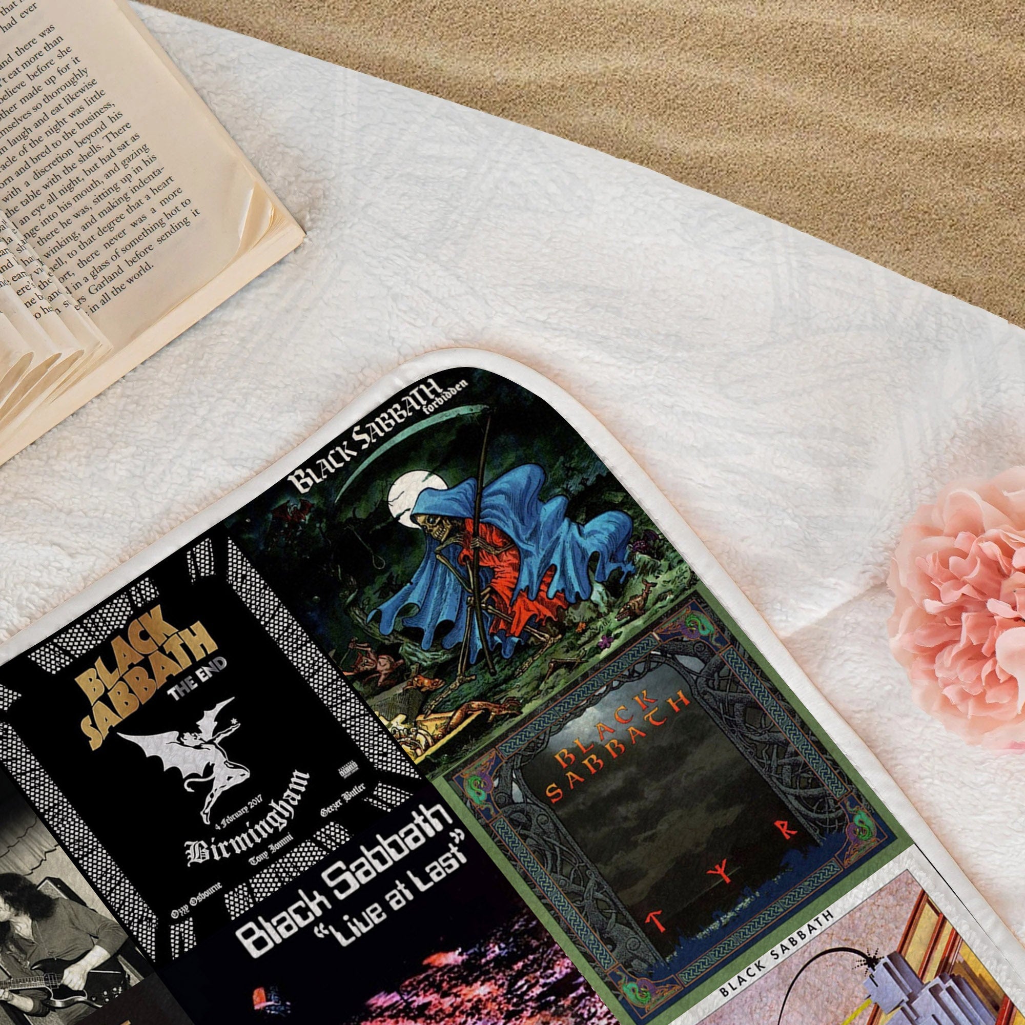 Black Sabbath Beach Towel Album Cover Collage Classic Rock Towel