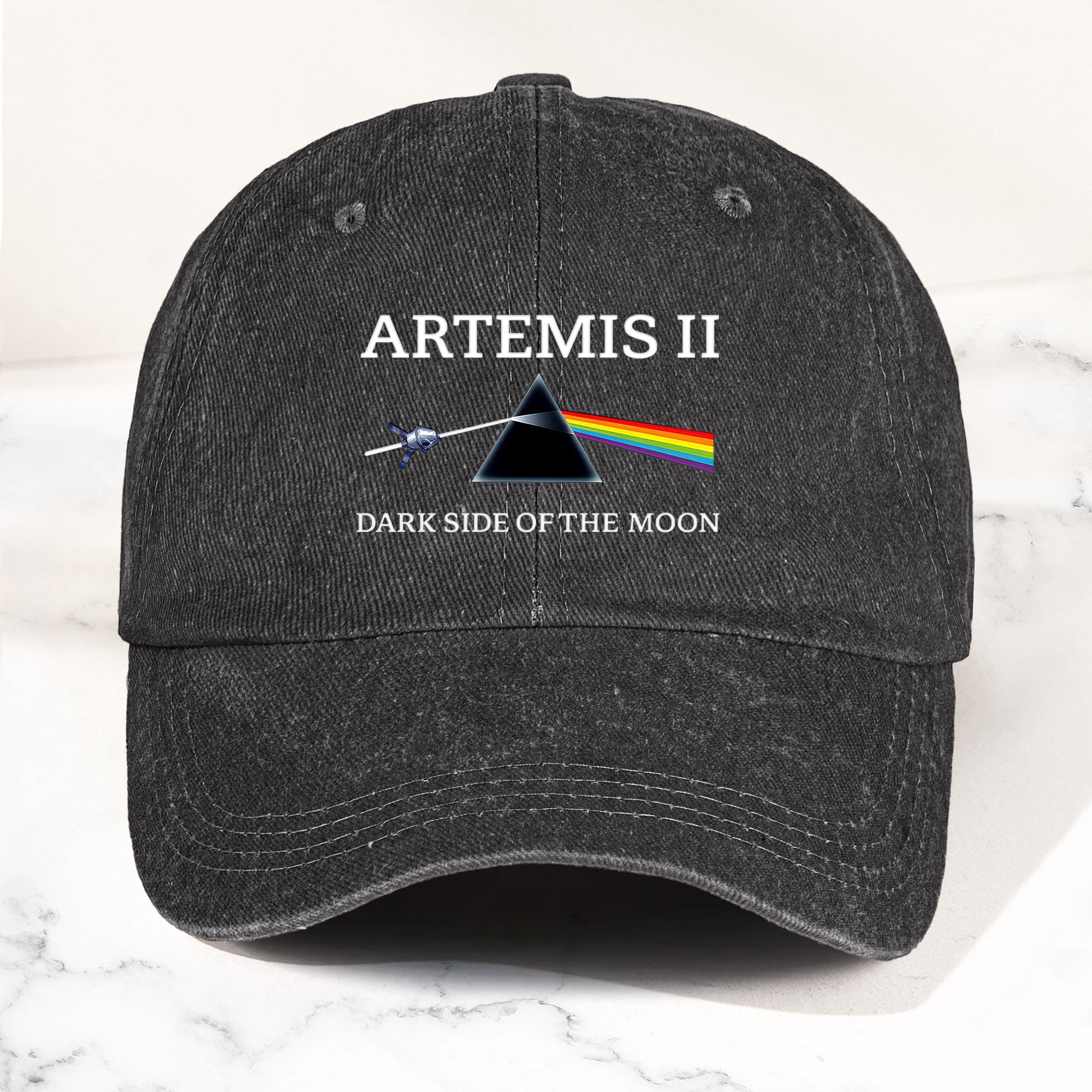 Artemis II Denim Cap Dark Side of the Moon Inspired Space Dad Hat ( With Box)