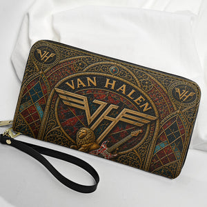 Van Halen Leather Handbag, Tote Bag and Wallet Set, Vintage Stained Glass Rock Band Design, Classic Rock Music Fan Gift