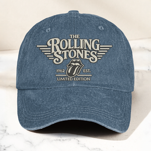 The Rolling Stones Tongue Logo Est 1962 Denim Cap Retro Vintage Dad Cap Gift For Dad (With Box)