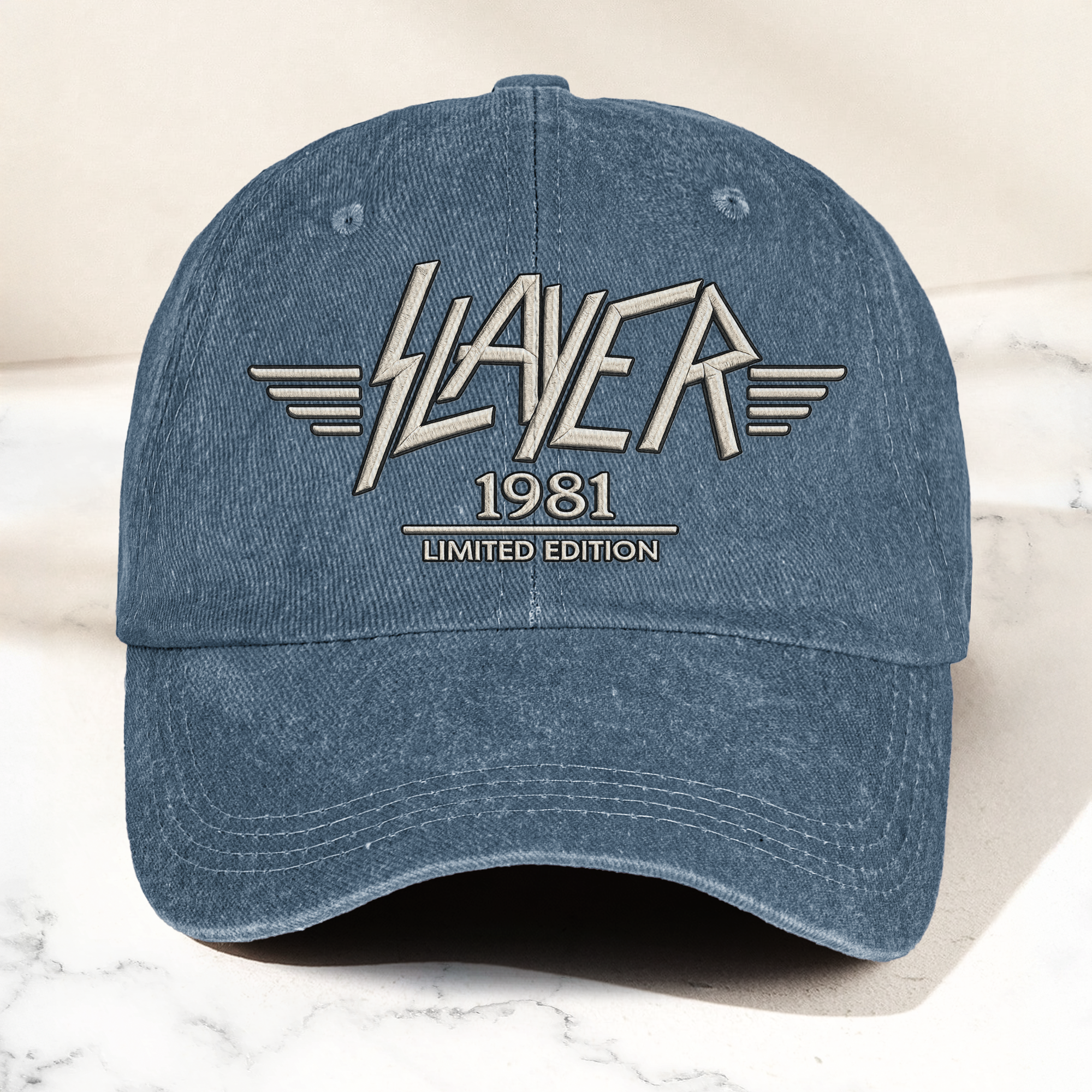 Slayer Band Logo Est 1981 Denim Cap Retro Vintage Dad Cap Gift For Dad (With Box)