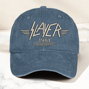 Slayer Band Logo Est 1981 Denim Cap Retro Vintage Dad Cap Gift For Dad (With Box)