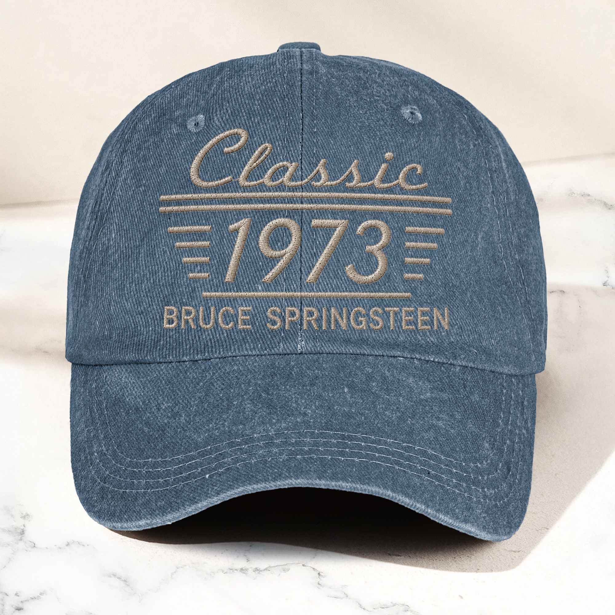 Bruce Springsteen Classic 1973 Est Heartland Rock Band Music Merch Graphic Denim Cap Retro Vintage Dad Cap Gift For Dad (With Box)