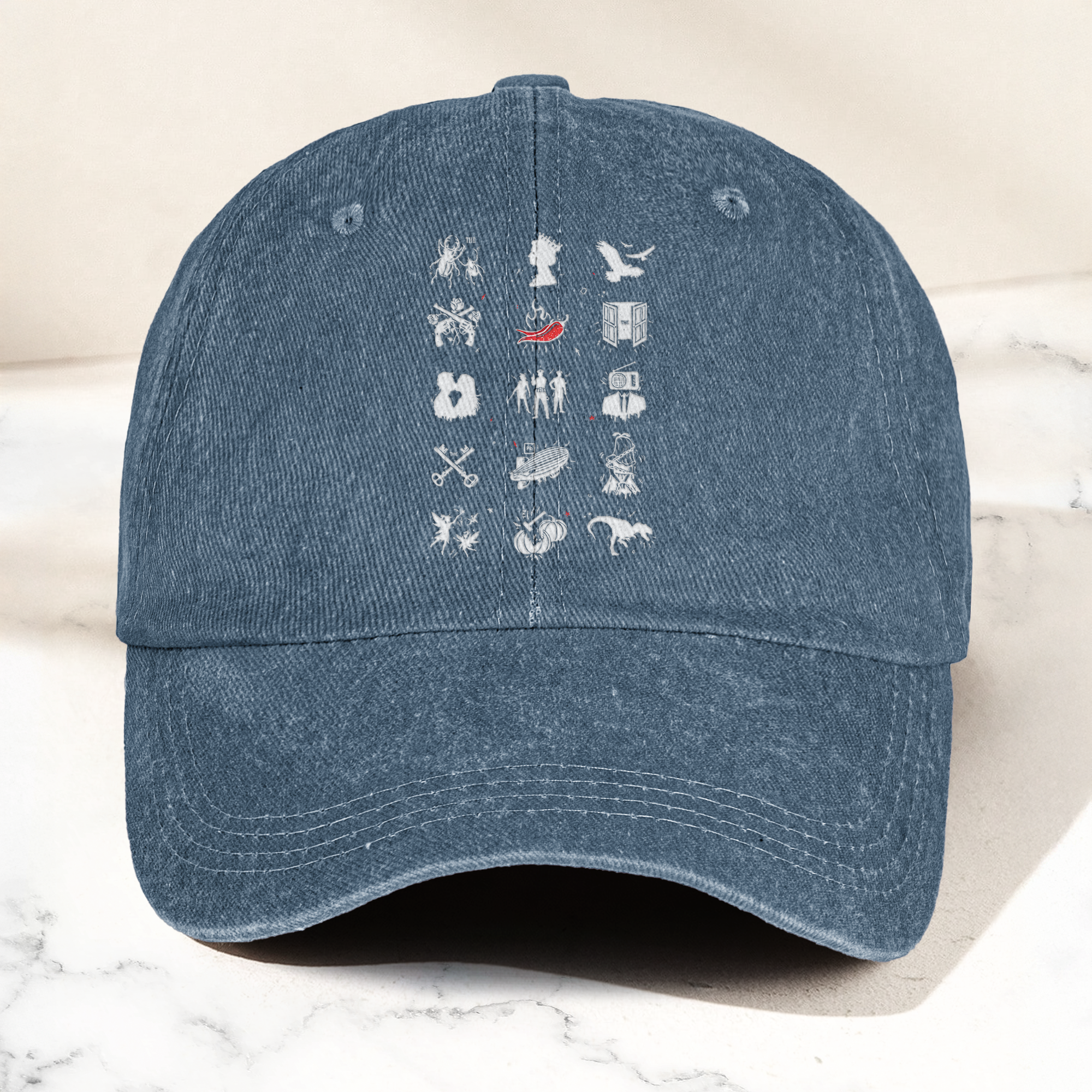 Talking Heads Symbols Cap Vintage Washed Black Dad Hat, Minimalist Alternative Rock Icon Hat (With Box)