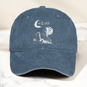The Cure Vintage Cat Moon Denim Cap Vintage The Cure Band Album Merch Gift for Dad (With Box)