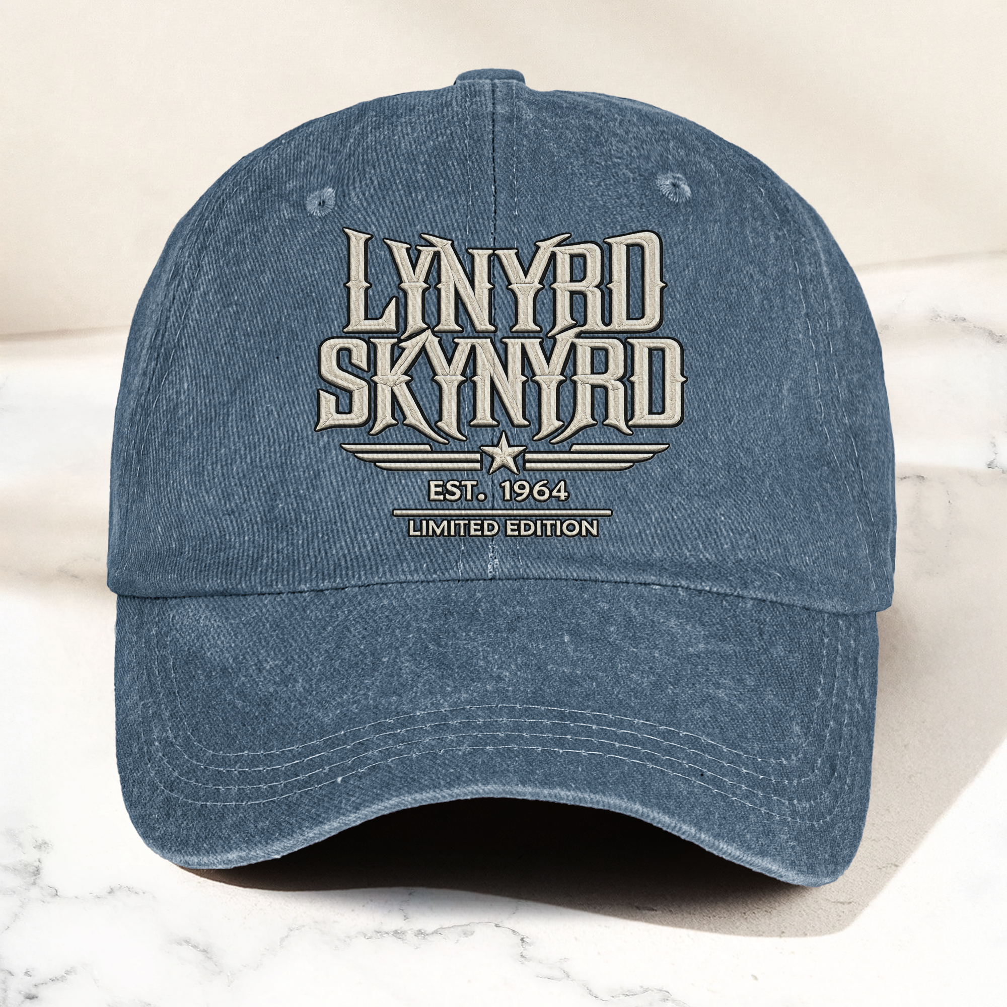 Lynyrd Skynyrd Band Logo Est 1964 Denim Cap Retro Vintage Dad Cap Gift For Dad (With Box)