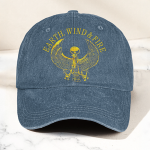 Earth Wind Fire Vintage Gold Egyptian Falcon Logo Denim Cap Retro Vintage Dad Cap Gift For Dad (With Box)