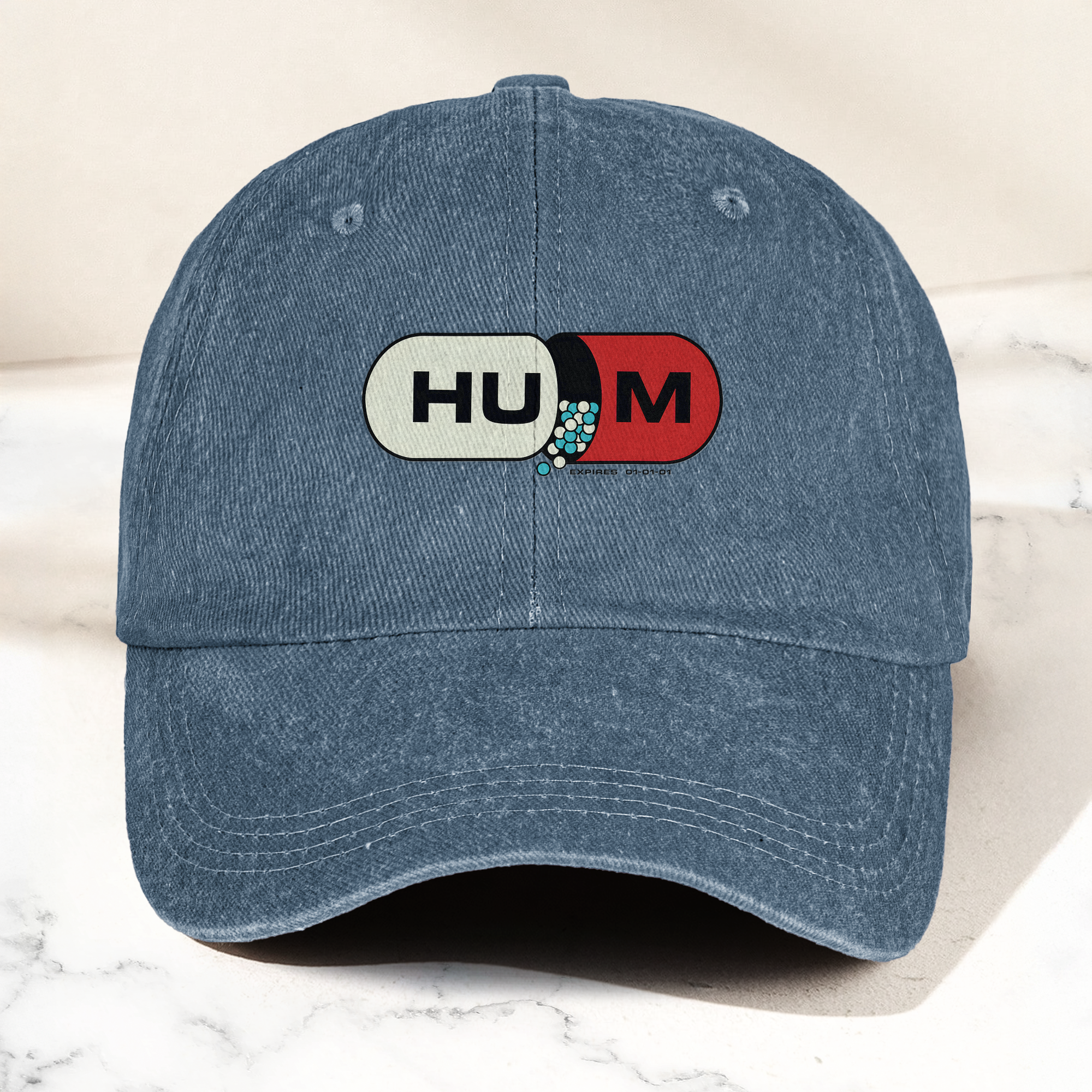 Hum Medication Parody Vintage Dad Hat Funny Graphic Hum Band Cotton Cap (With Box)