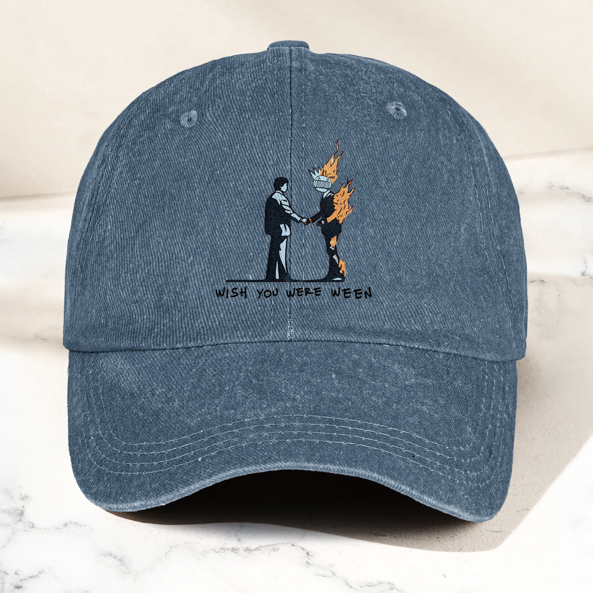 Wish You Were Ween Pink Floyd Denim Cap Retro Pink Floyd Merch Gift for Dad (With Box)