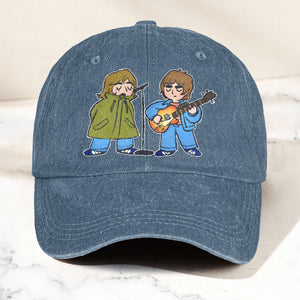 Noel & Liam Gallagher Oasis Denim Cap Vintage Oasis Merch Gift for Dad (With Box)