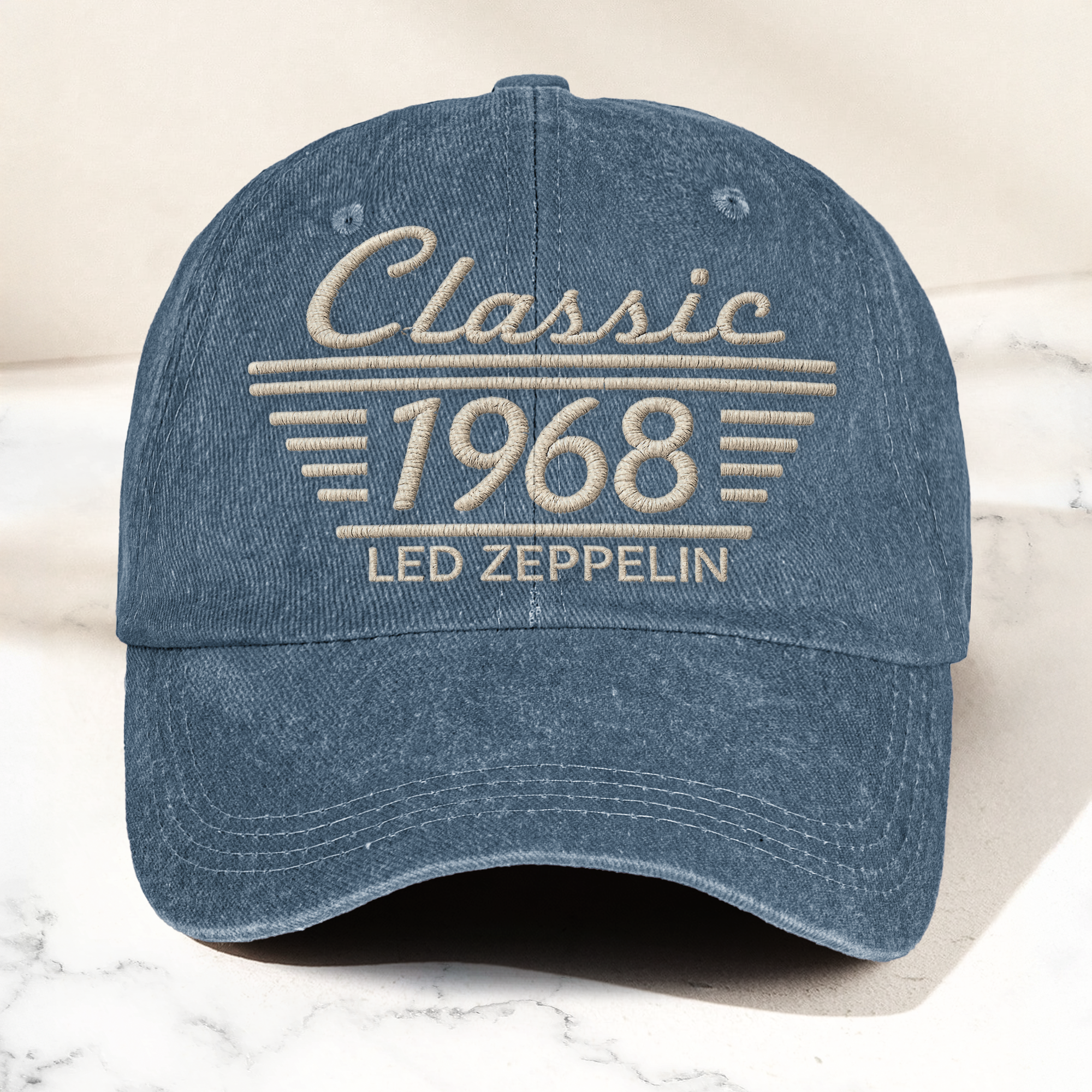 Led Zeppelin Classic 1968 Est Hard Rock Heavy Metal Band Music Merch Denim Cap Retro Vintage Dad Cap Gift For Dad (With Box)