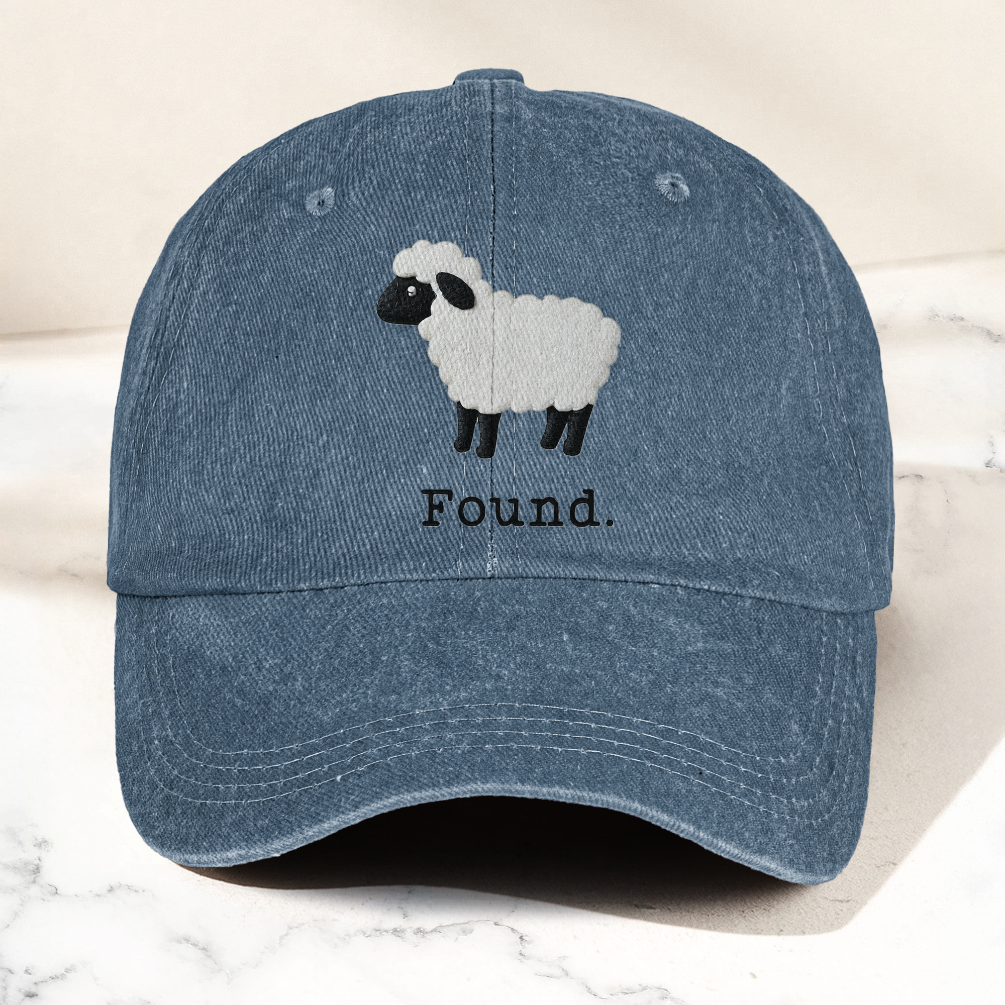 Found Lost Sheep Christian Faith Denim Cap Vintage Dad Cap Gift For Dad (With Box)