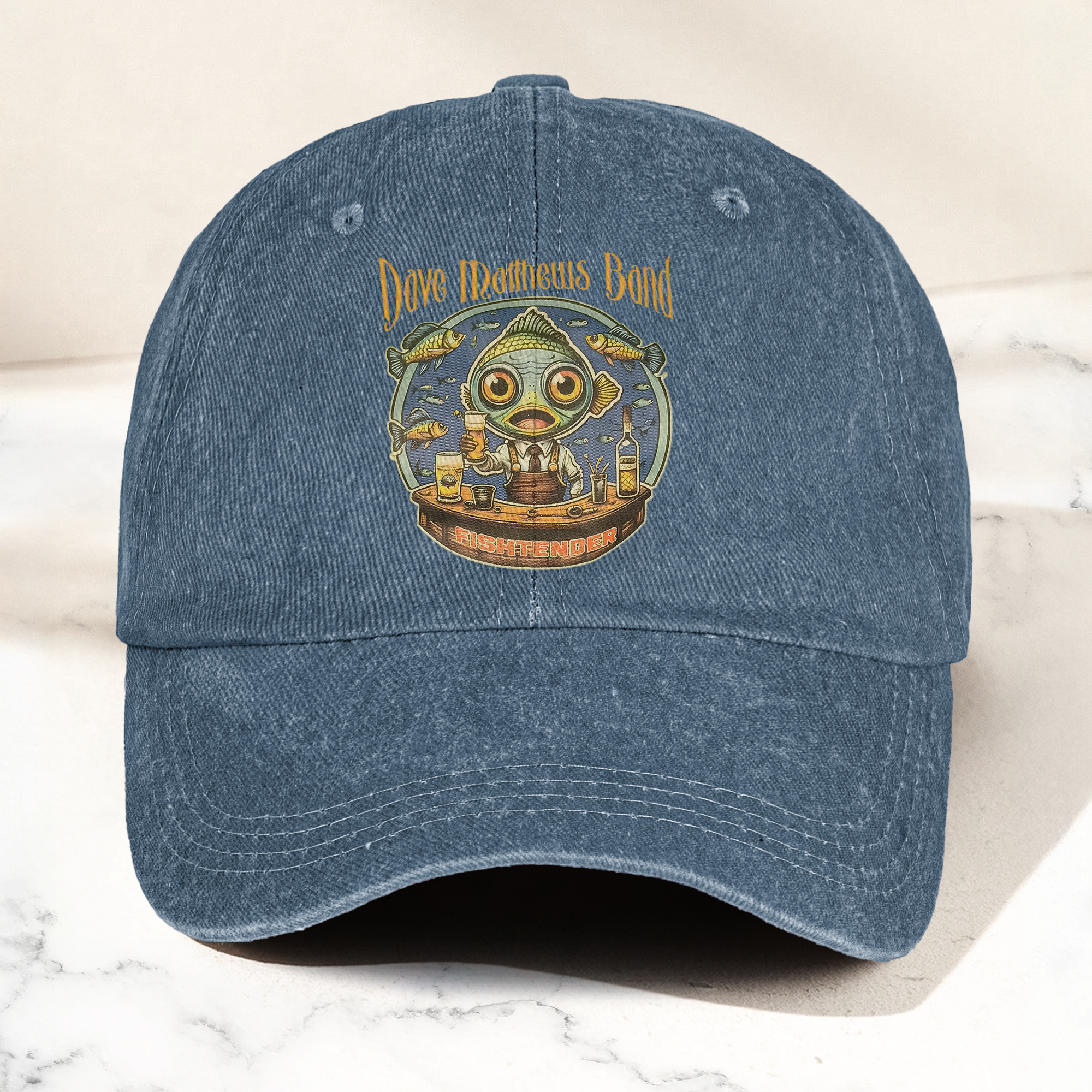 Dave Matthews Band Fishtender Denim Cap Retro Music Cap Gift For Dad (With Box)