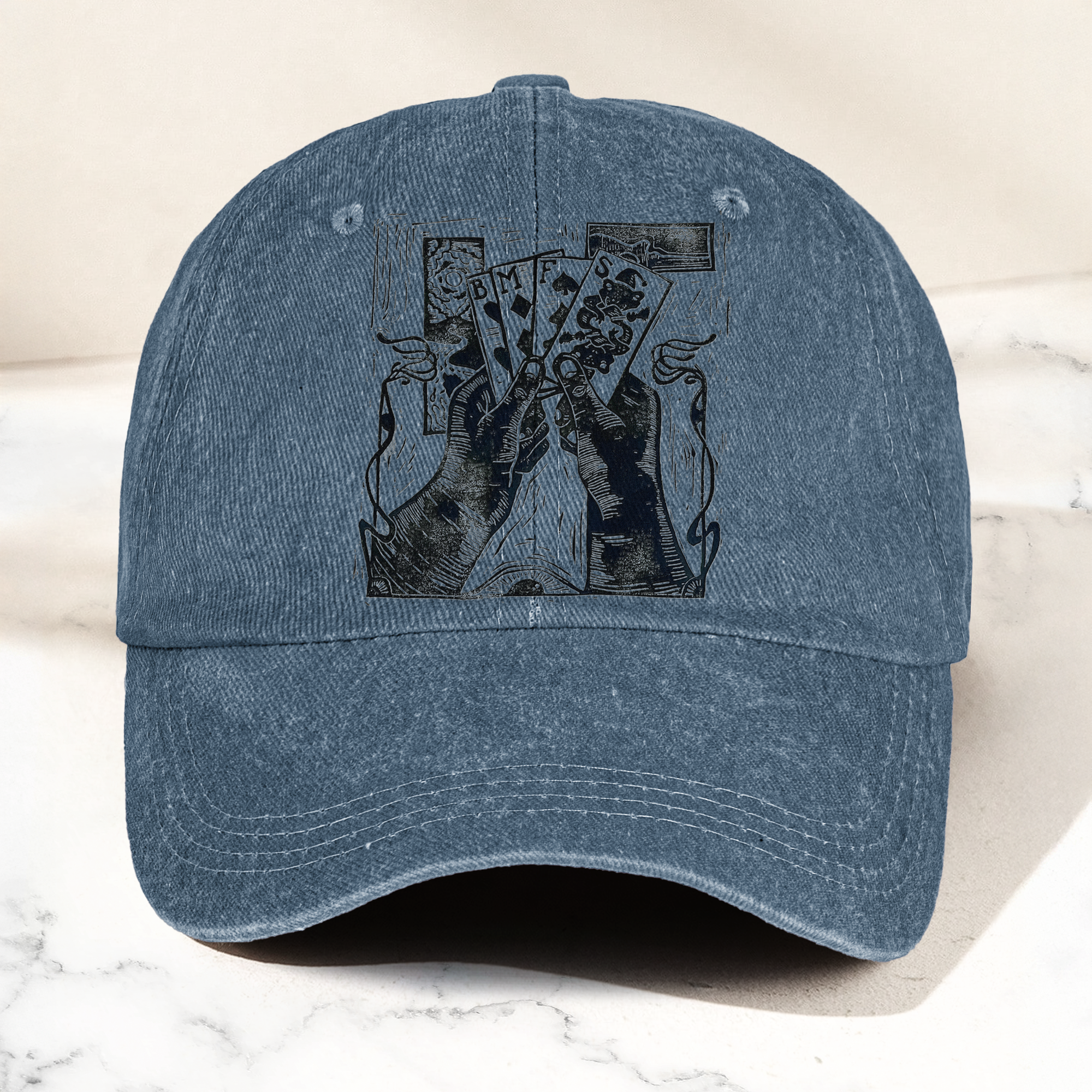 Billy Strings BMFS Playing Cards Woodcut Graphic Music Merch Denim Cap Retro Vintage Dad Cap Gift For Dad (With Box)
