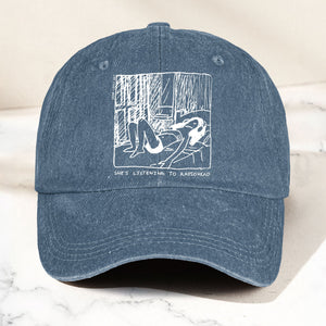 She's Listening to Radiohead Denim Cap Retro Radiohead Tribute Merch Dad Hat (With Box)