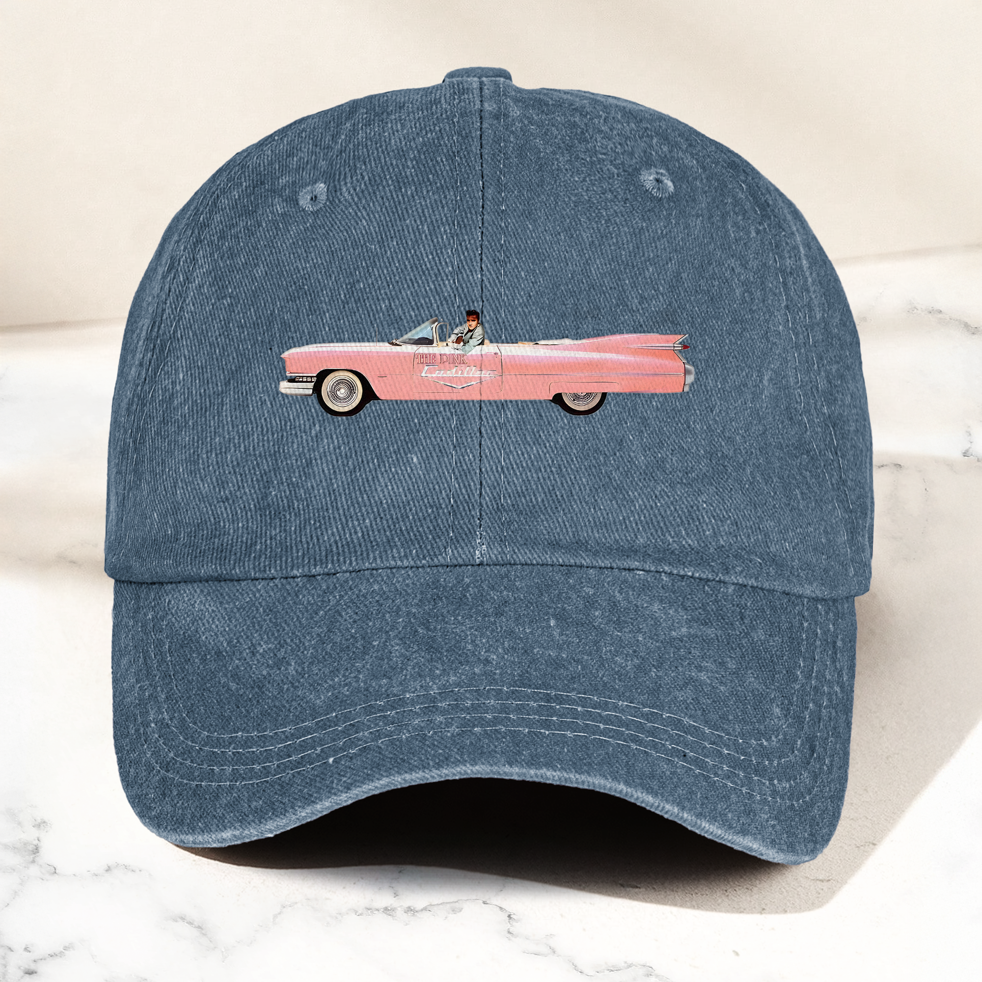 Elvis Presley The Pink Car Denim Cap Vintage Elvis Presley Merch Gift for Dad (With Box)