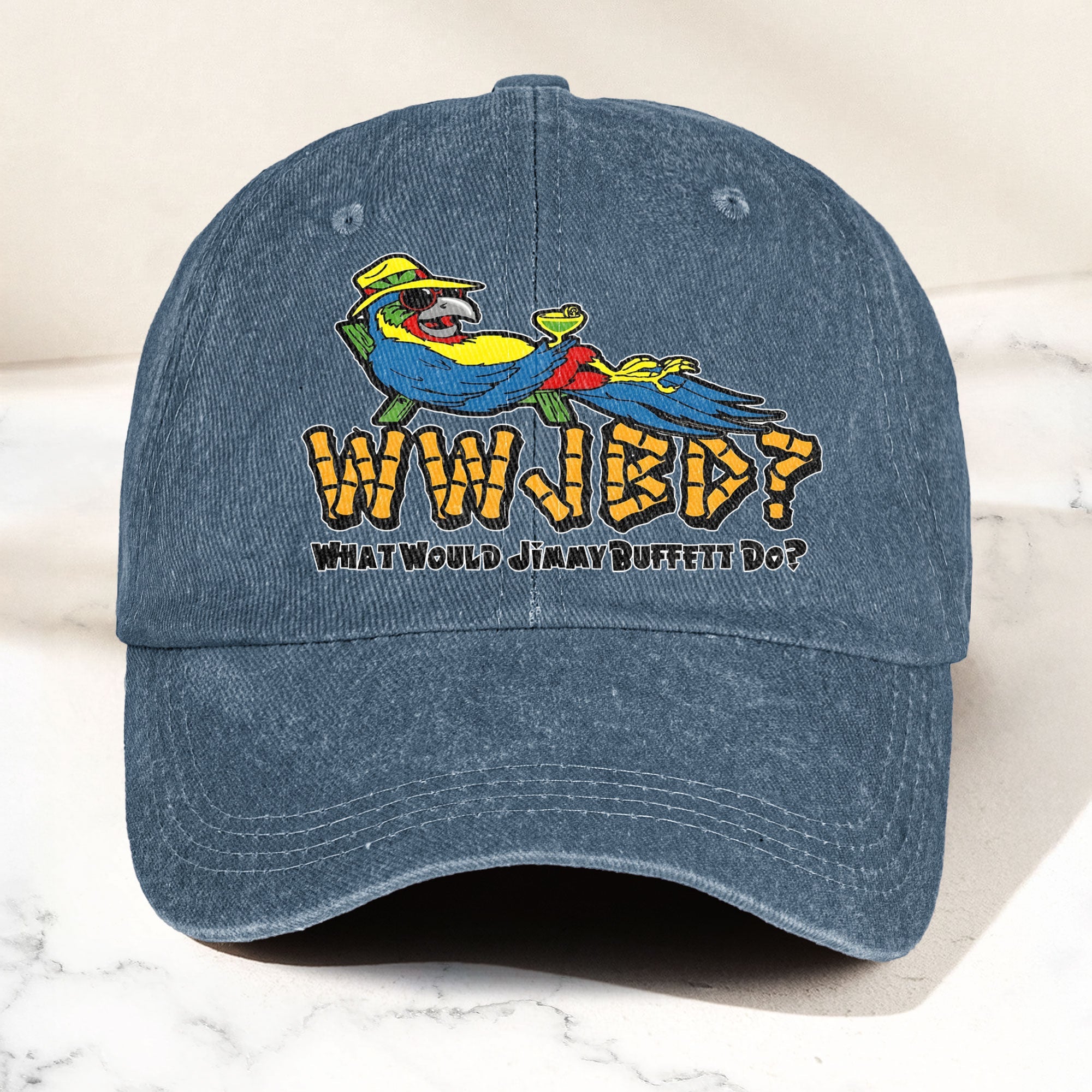 What Would Jimmy Buffett Do Denim Cap Retro Jimmy Buffett Merch Dad Hat (With Box)
