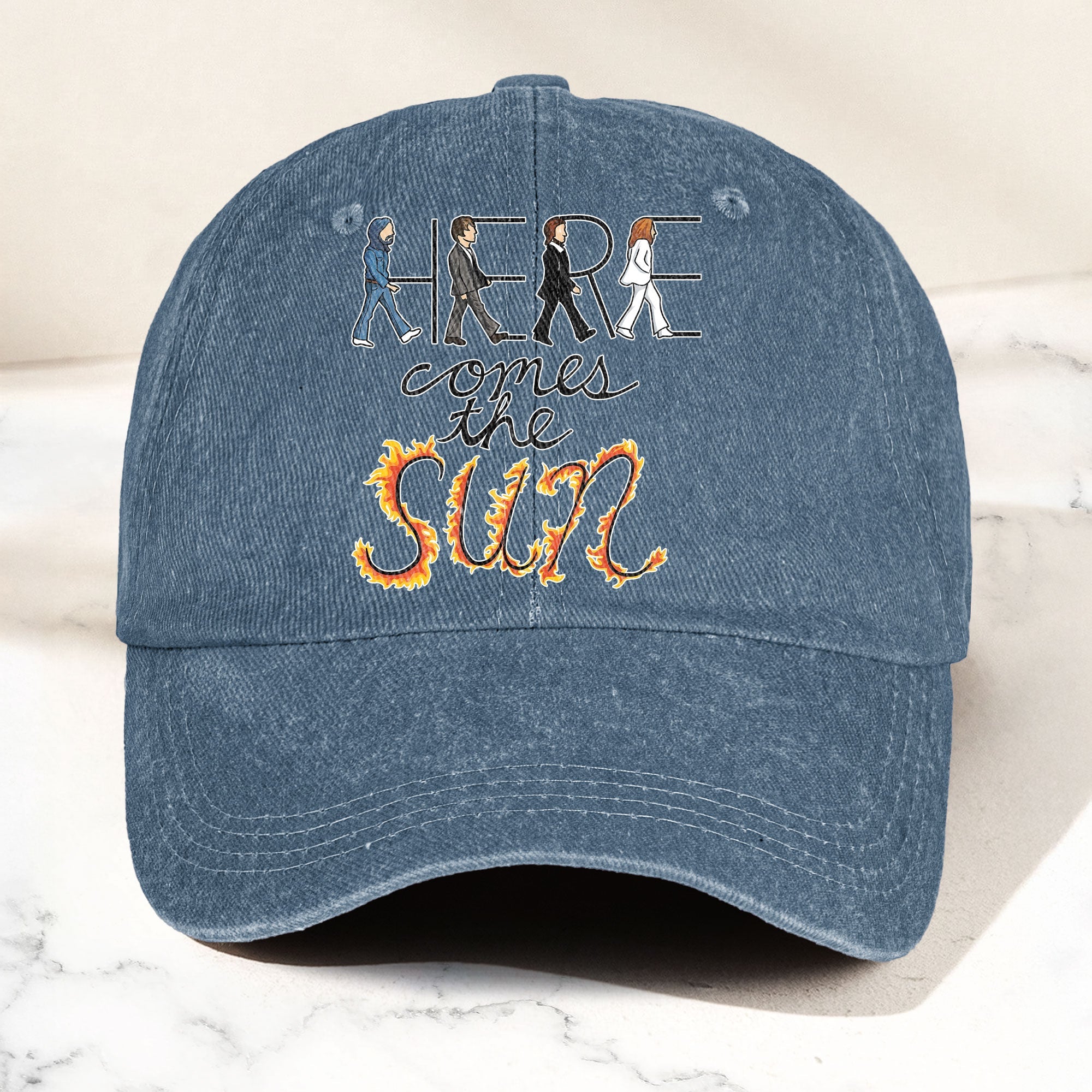 Here Comes the Sun Denim Cap Retro The Beatles Tribute Merch Dad Hat (With Box)
