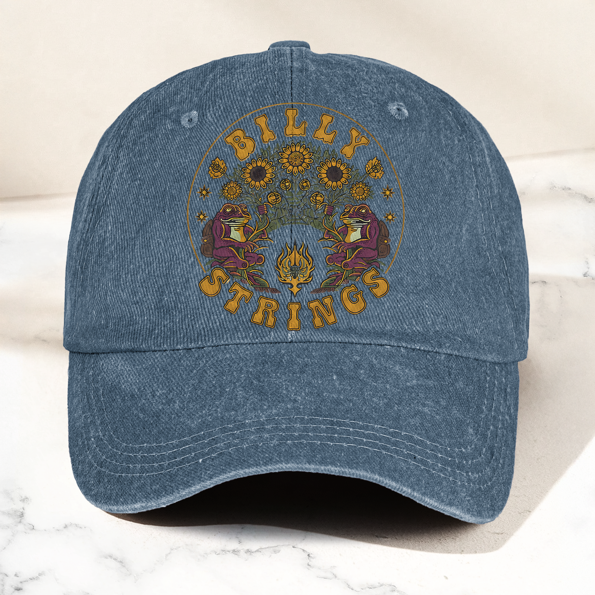 Billy Strings Sunflowers Frog Graphic Cosmic Bluegrass Retro Denim Cap Retro Vintage Dad Cap Gift For Dad (With Box)