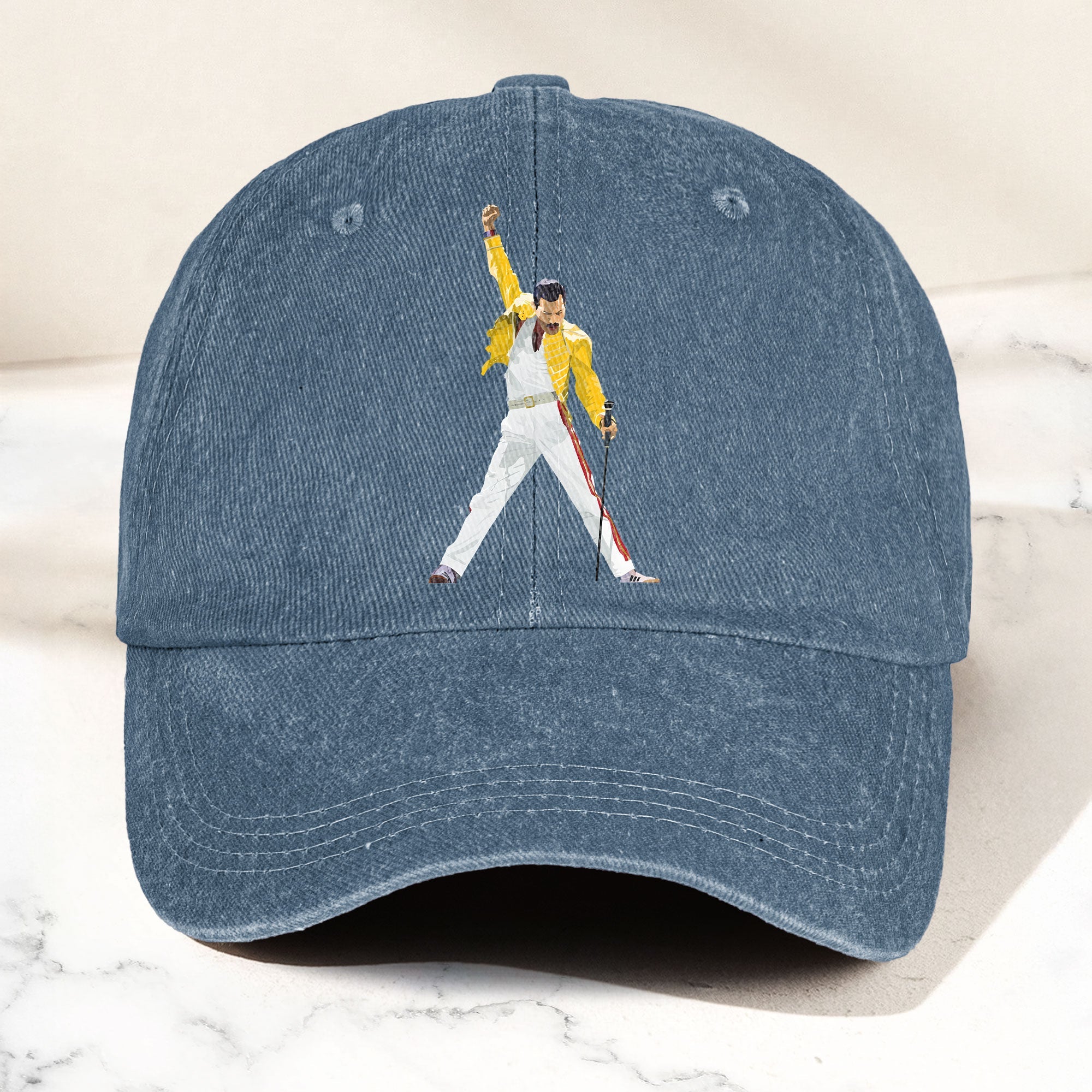 Vintage Freddie Mercury Denim Cap Queen Band Tribute Merch Dad Hat (With Box)