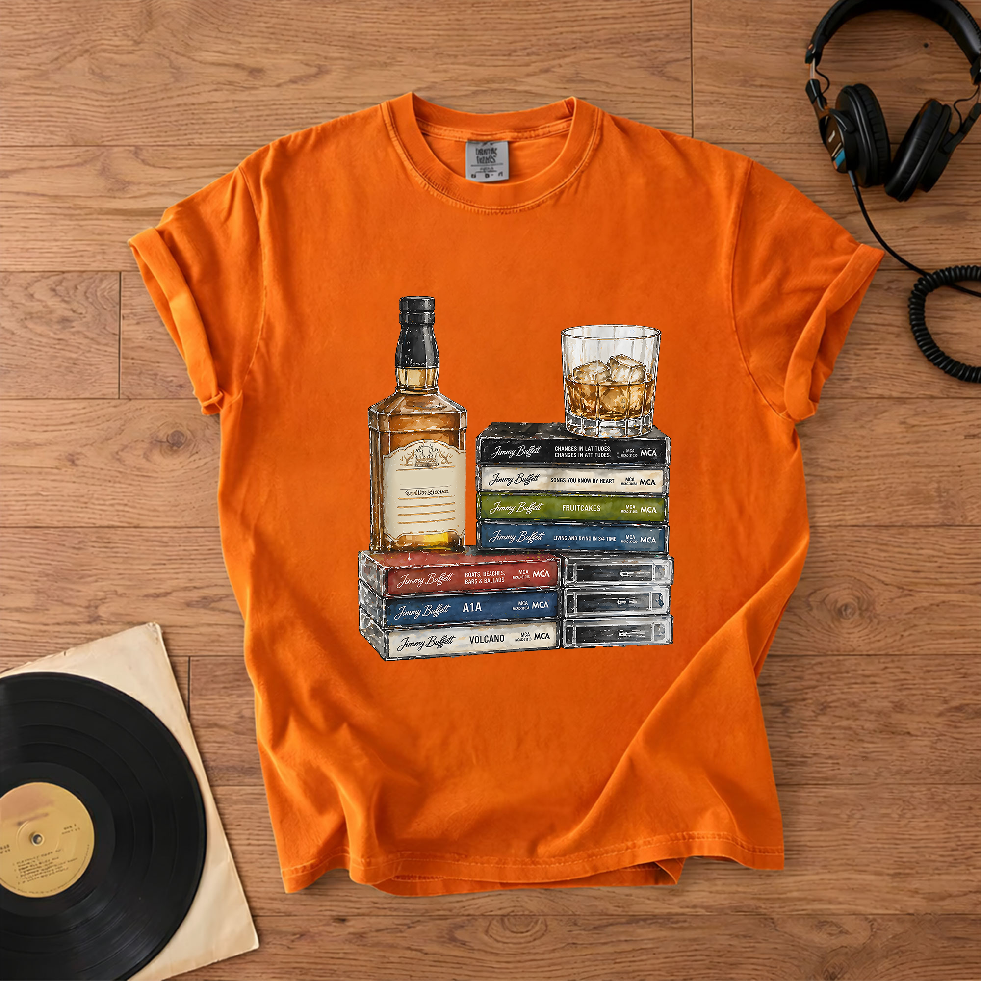 Jimmy Buffett Cassette Album Collection T-Shirt Retro Music Jimmy Buffett Merch Tee