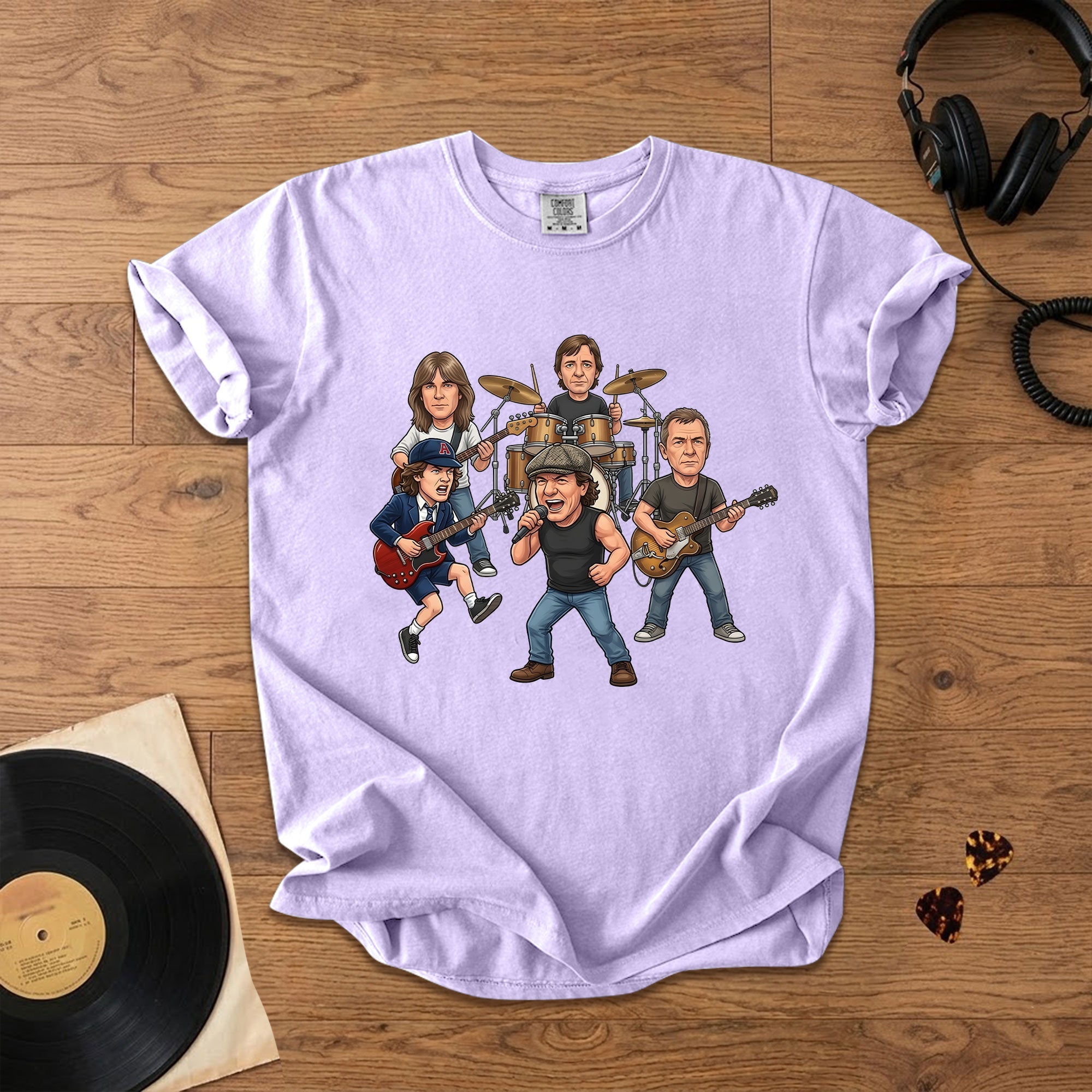 AC/DC Caricature Band T-Shirt Classic Rock Legends Graphic Tee